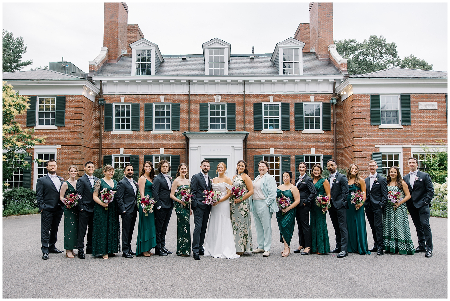 wedding party portraits from Late summer Bradley Estate Wedding ceremony in Canton, MA 