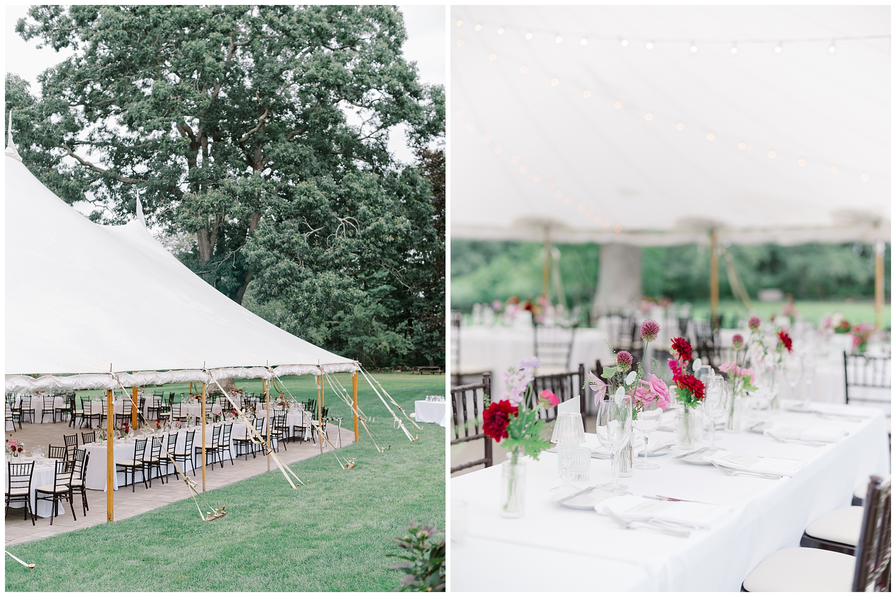 outdoor tented reception at The Bradley Estate