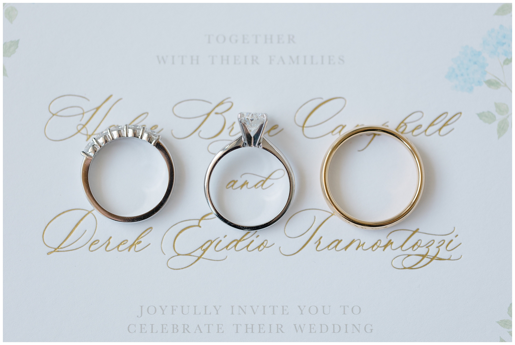 wedding rings on wedding invitations