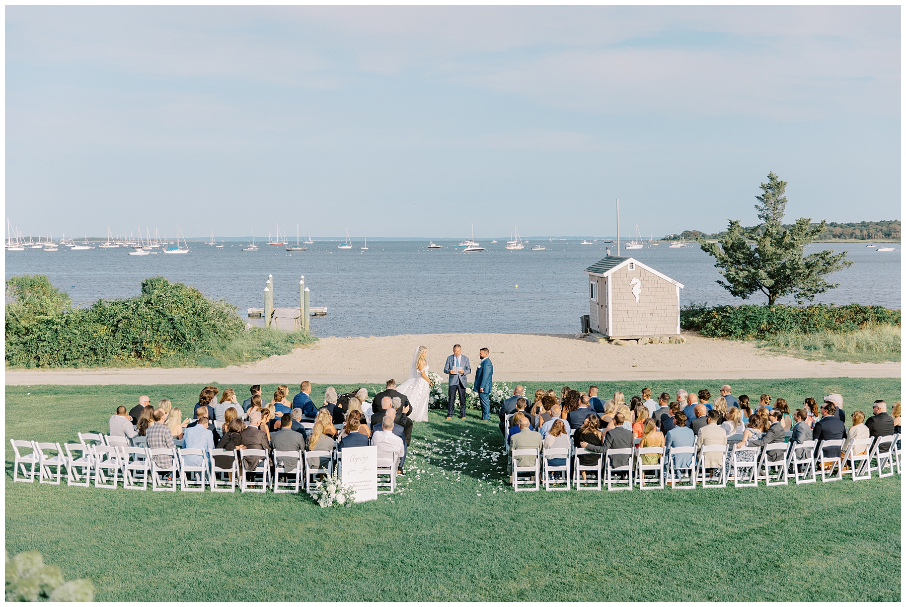 Dreamy Shining Tides Wedding ceremony on the Mattapoisett Harbor 