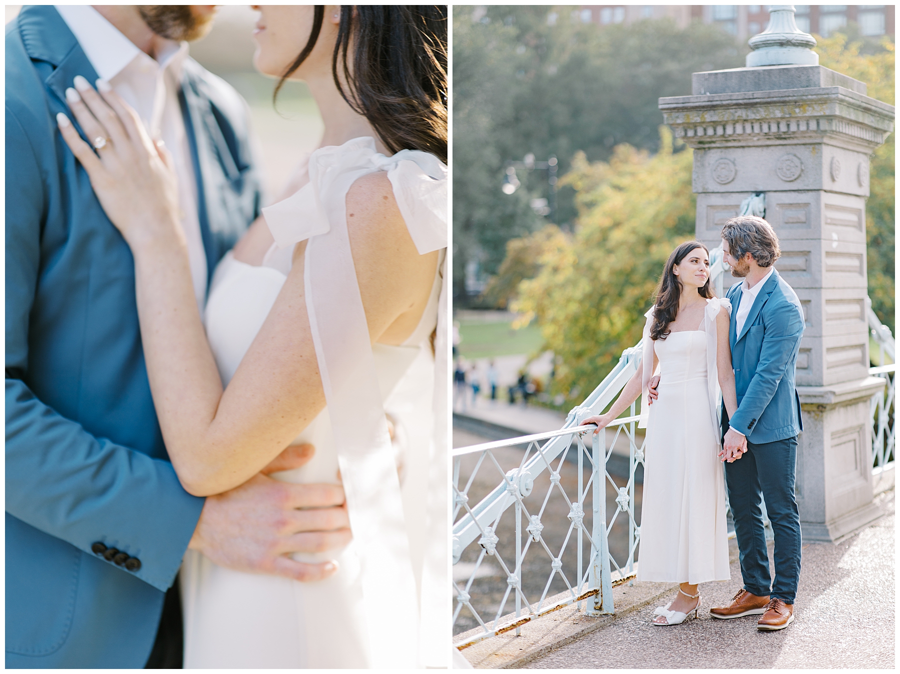 intimate engagement portraits of couple in Boston