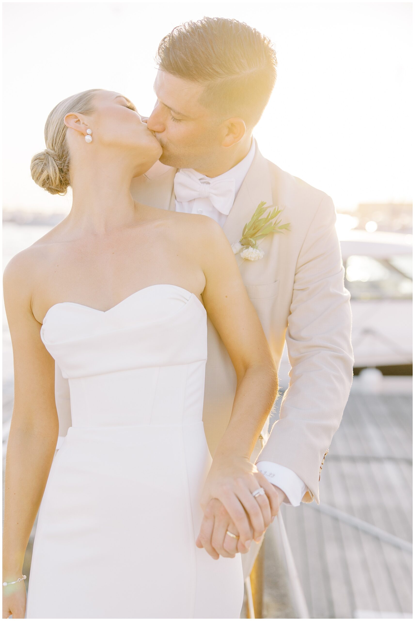 sunset wedding portraits from Luxurious Newport Wedding reception at The Bohlin 