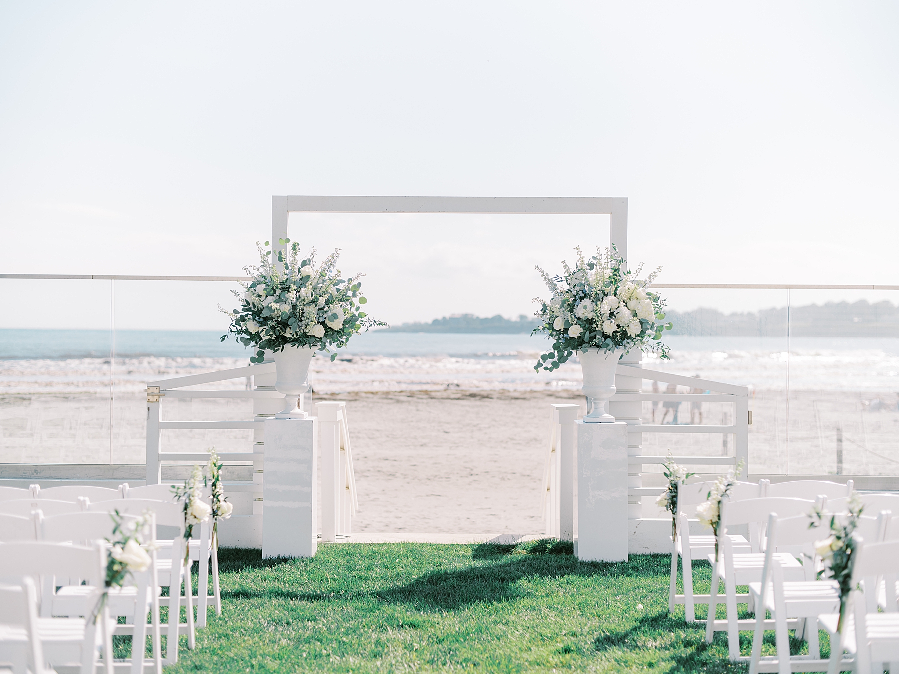 outdoor beach wedding ceremony at Newport Beach House