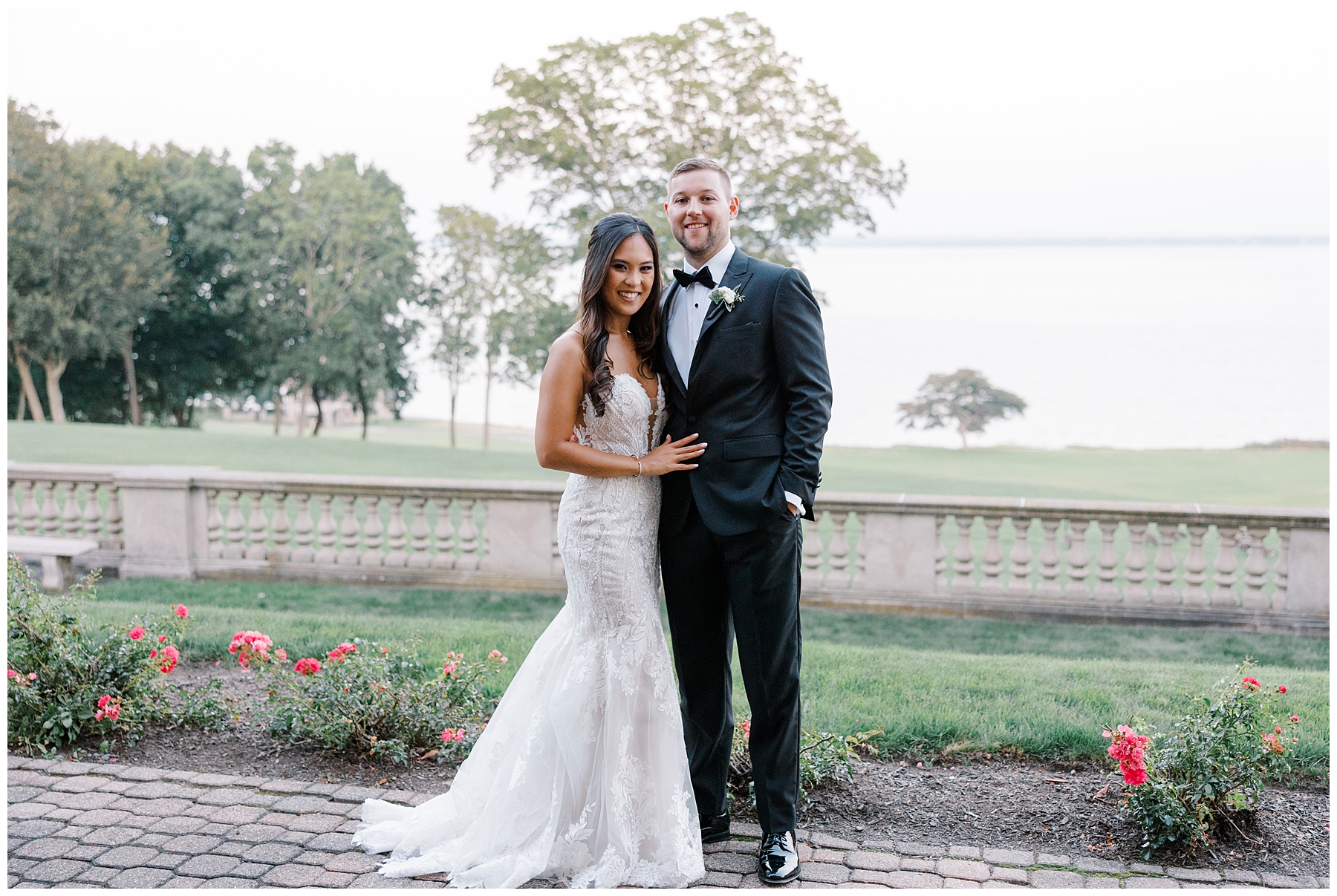 Romantic wedding portraits by the waters in Rhode Island 