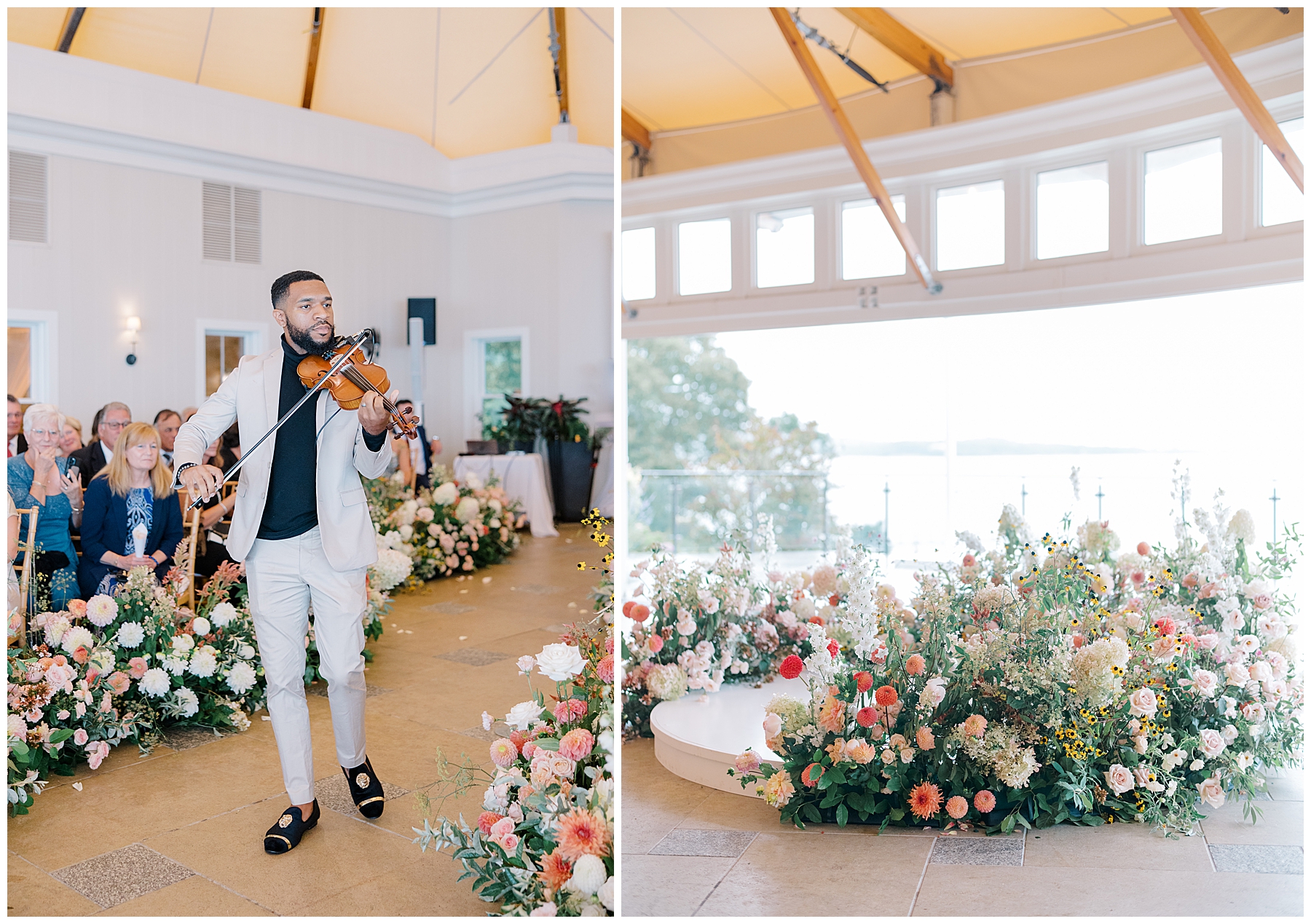 John the violinist plays at Luxury Cape Cod Wedding ceremony at the Wequassett Resort 