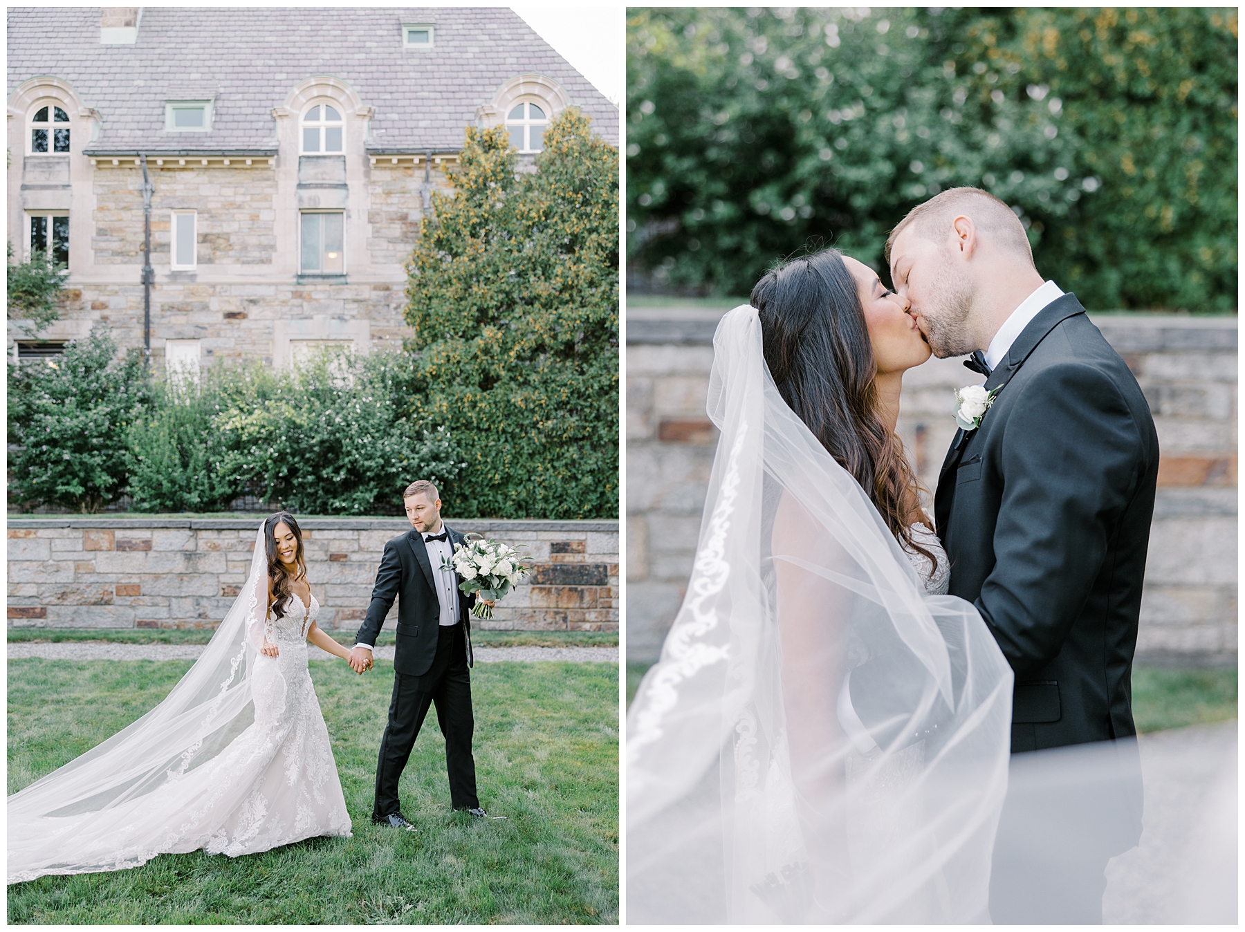 newlywed portraits outside of The Aldrich Mansion