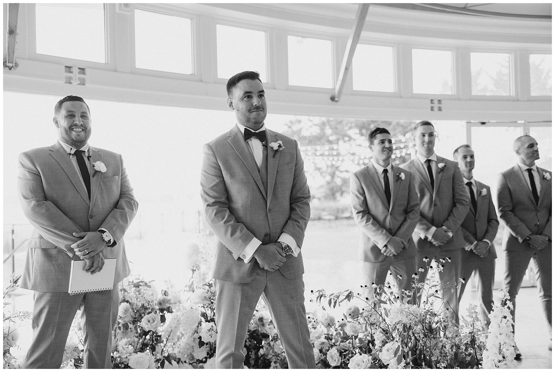 groom and groomsmen at wedding ceremony 