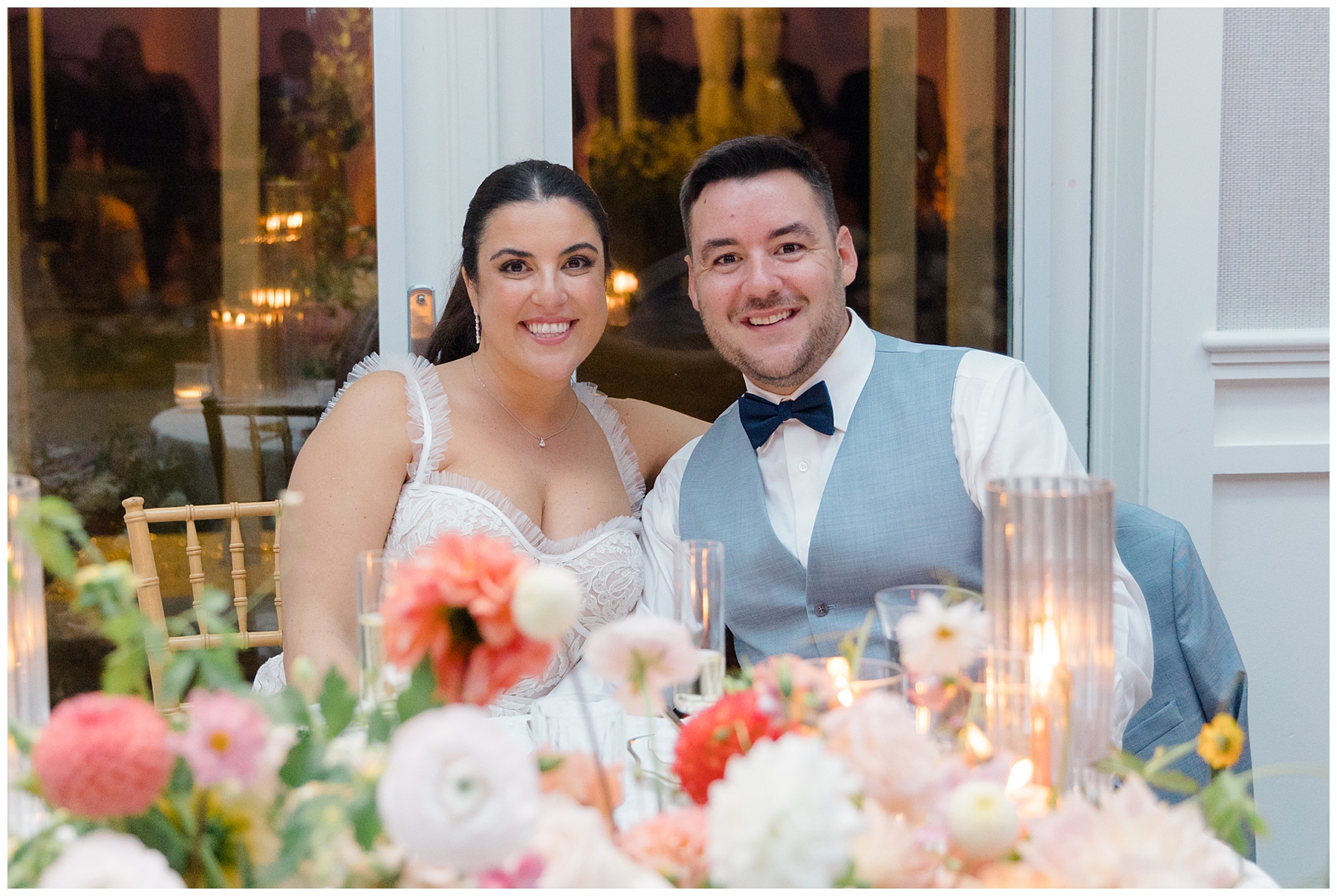 newlyweds at sweetheart table