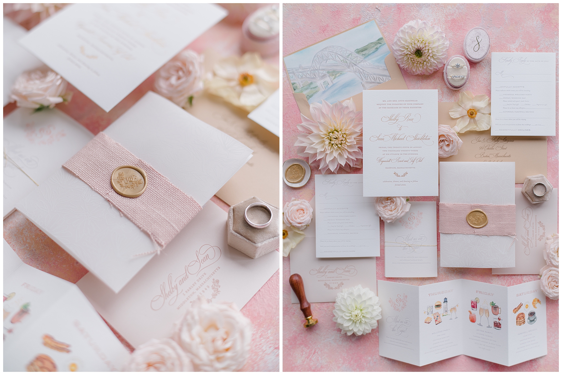 romantic wedding details and flat lay design