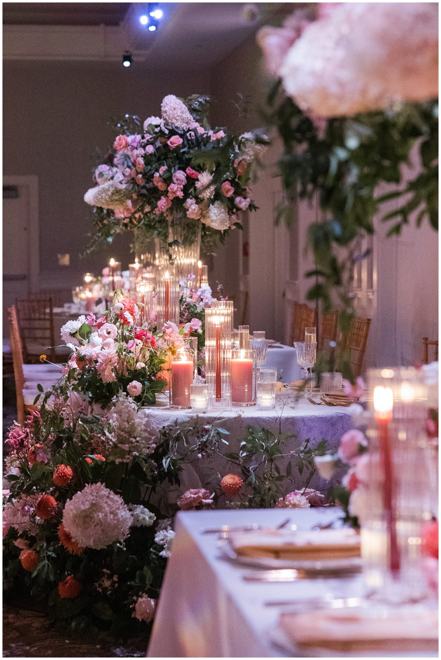 romantic florals and candles at The Wequassett Resort