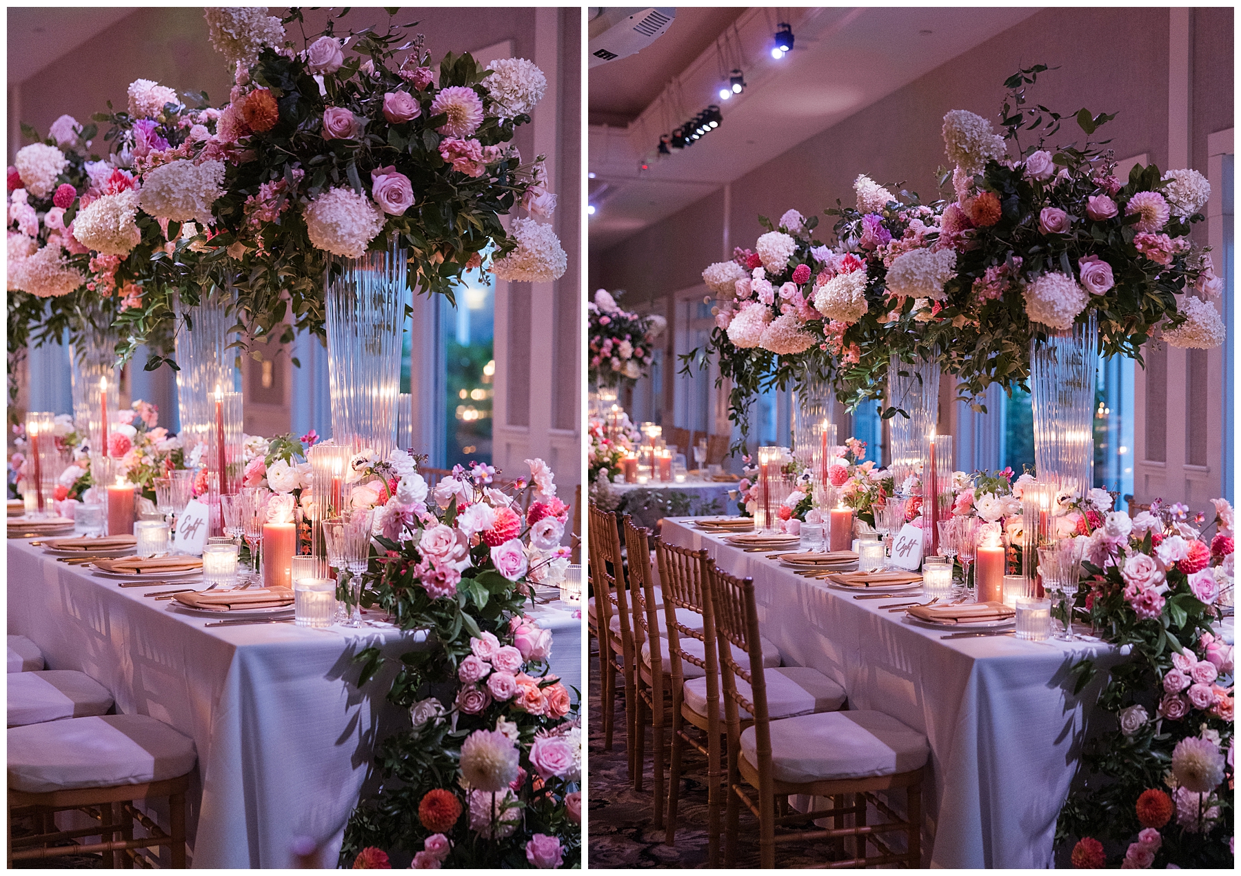 Elegant flowers decorate Luxury Cape Cod Wedding venue at the Wequassett Resort