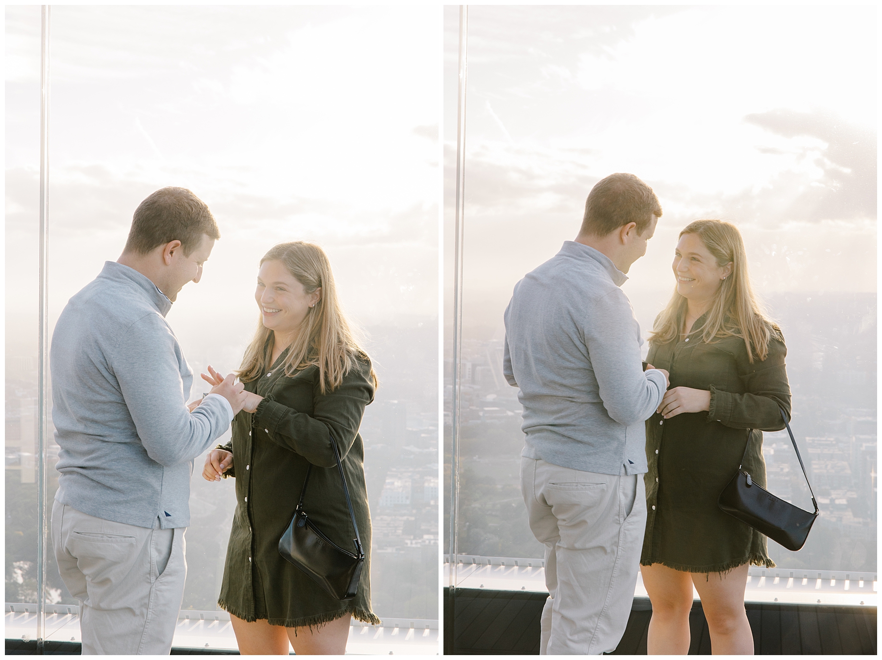 sunset engagement portraits at View Boston