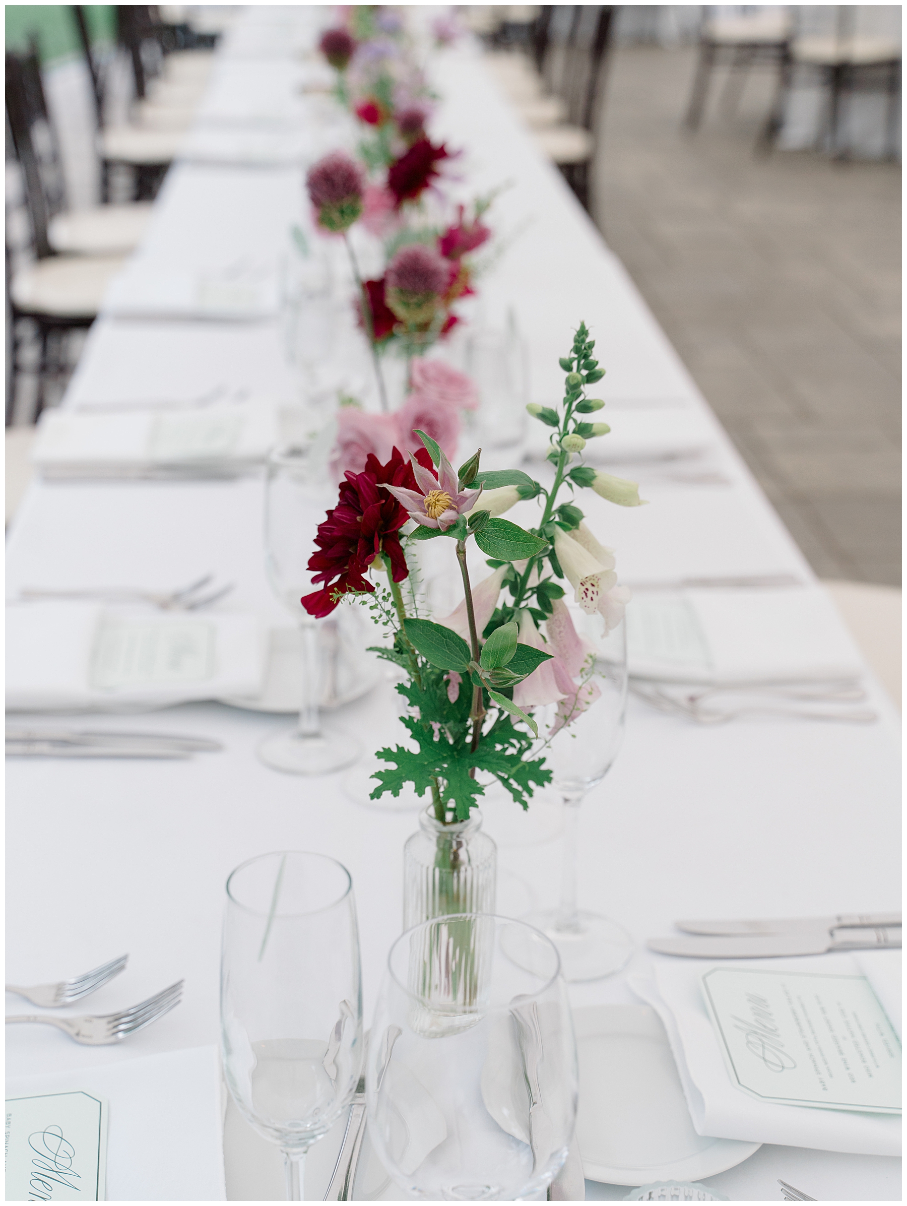 reception tables with pink and lavender flowers from Summer Bradley Estate Wedding