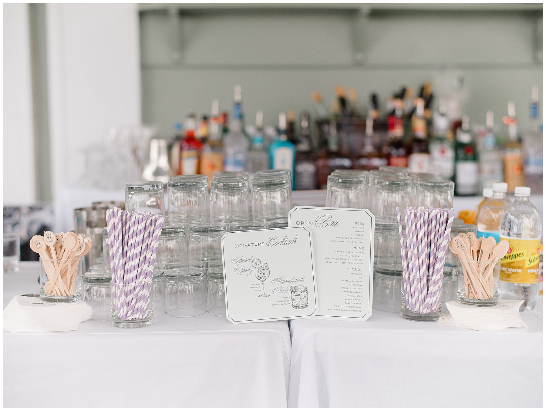 bar setup at The Bradley Estate wedding