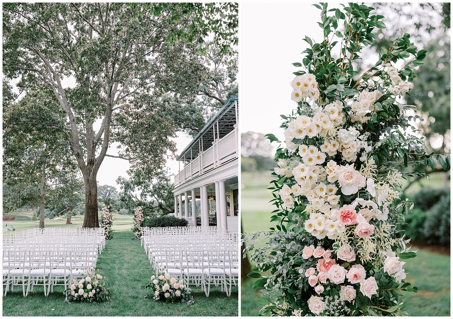 romantic floral centered wedding ceremony at The Country Club in Brookline, MA