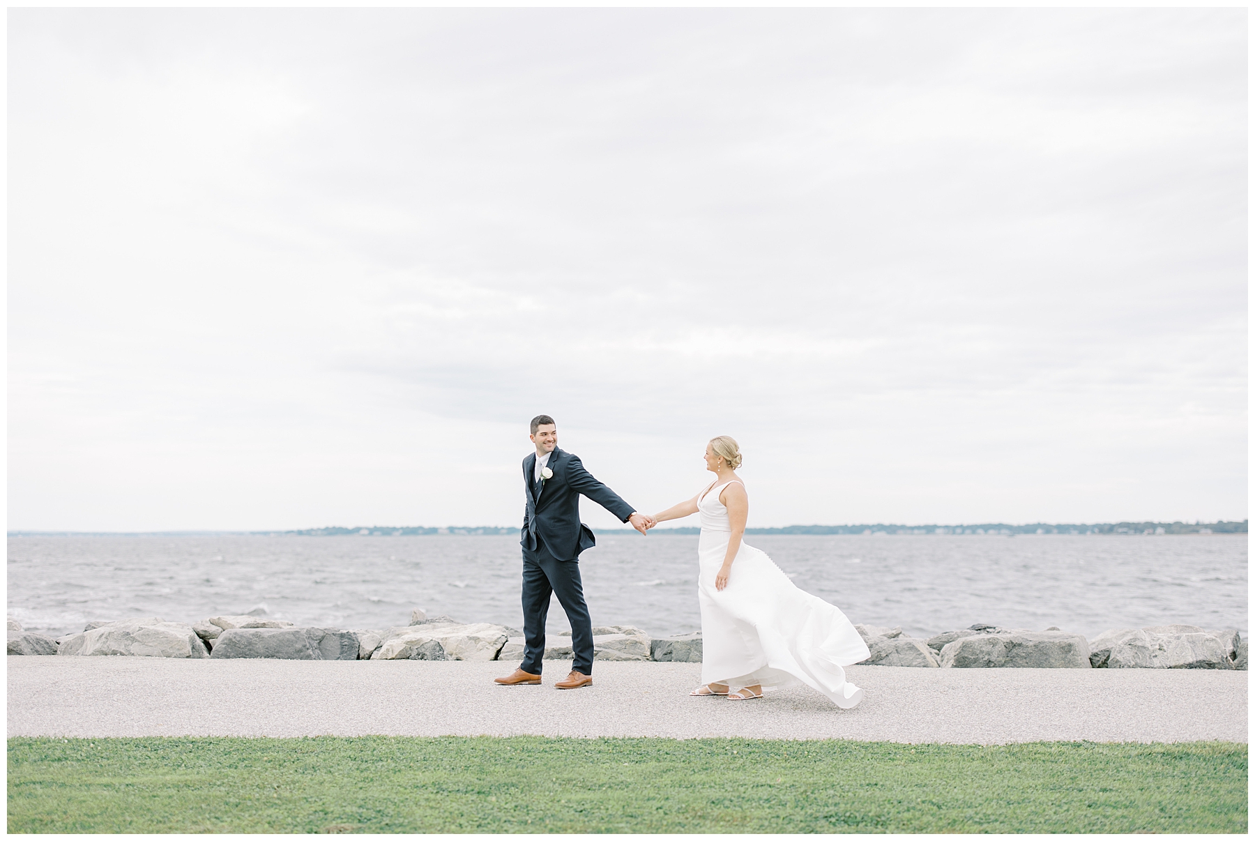 romantic wedding portraits by the water
