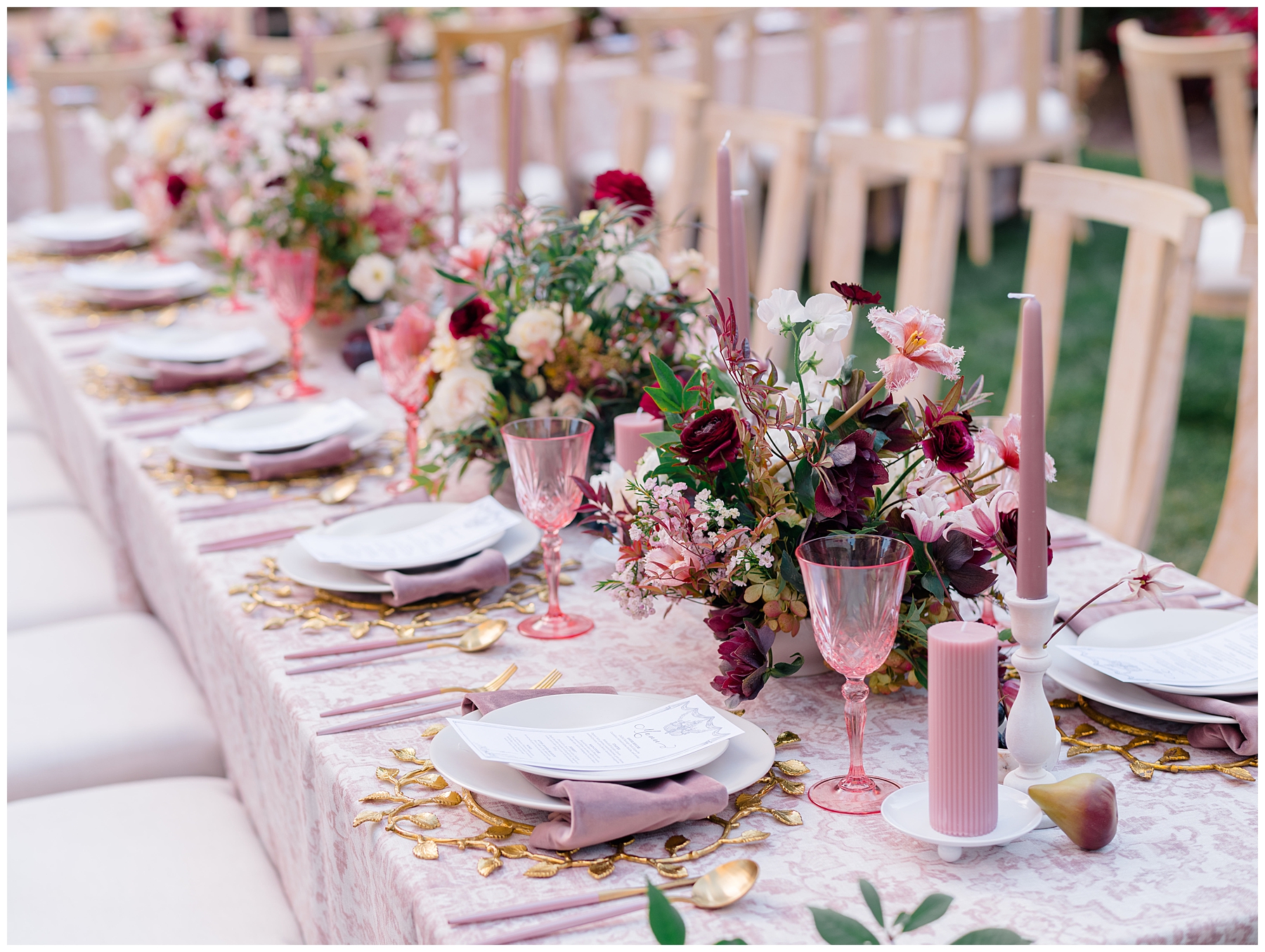candles, place settings, and centerpieces
