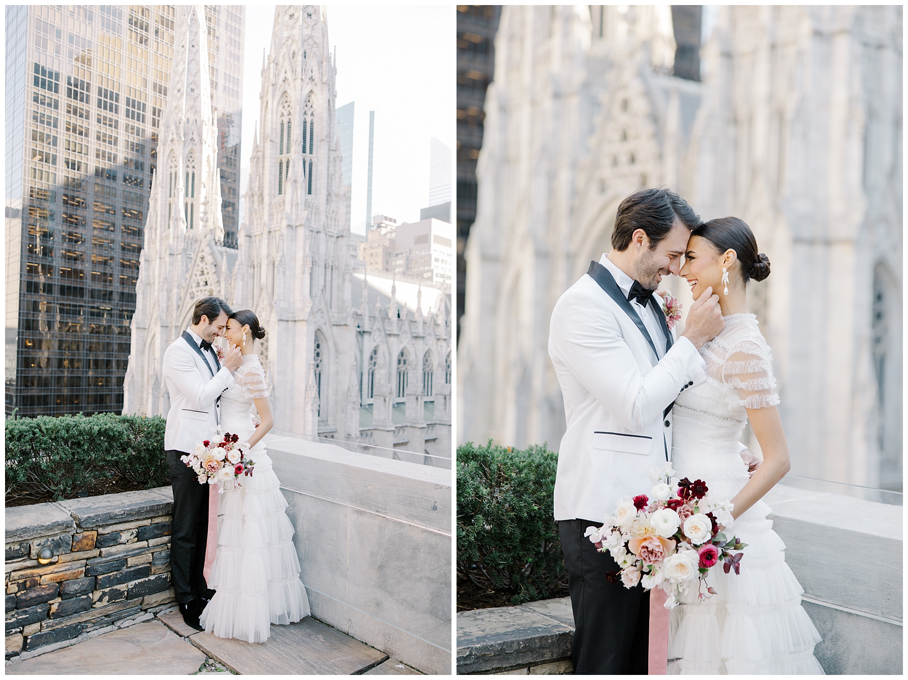 Newlyweds kiss on rooftop at 620 Loft and Garden 