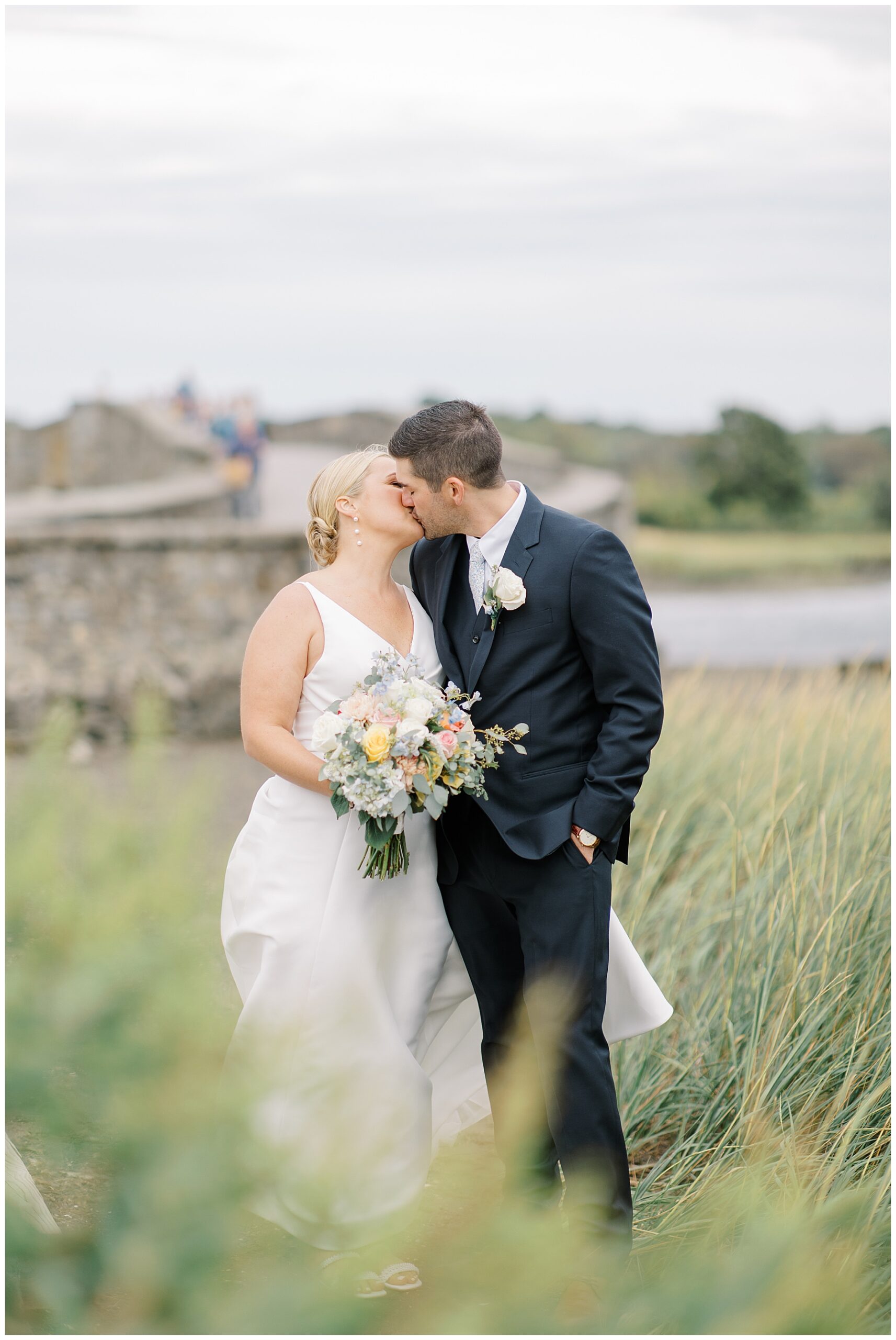 romantic wedding portraits in the tall grass
