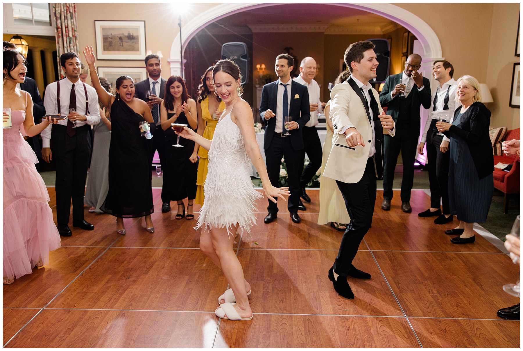 newlyweds dance at wedding reception
