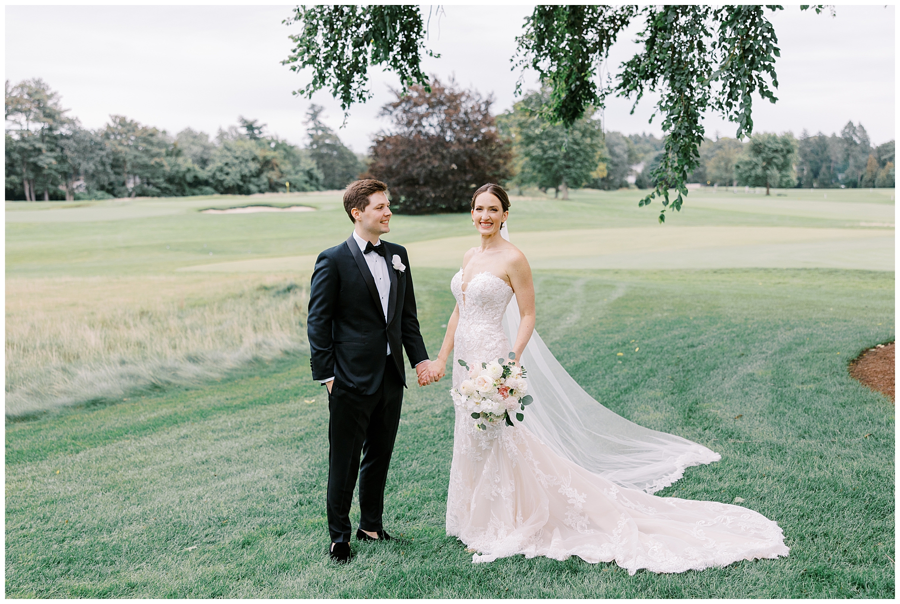 romantic wedding portraits at The Country Club in Brookline, MA