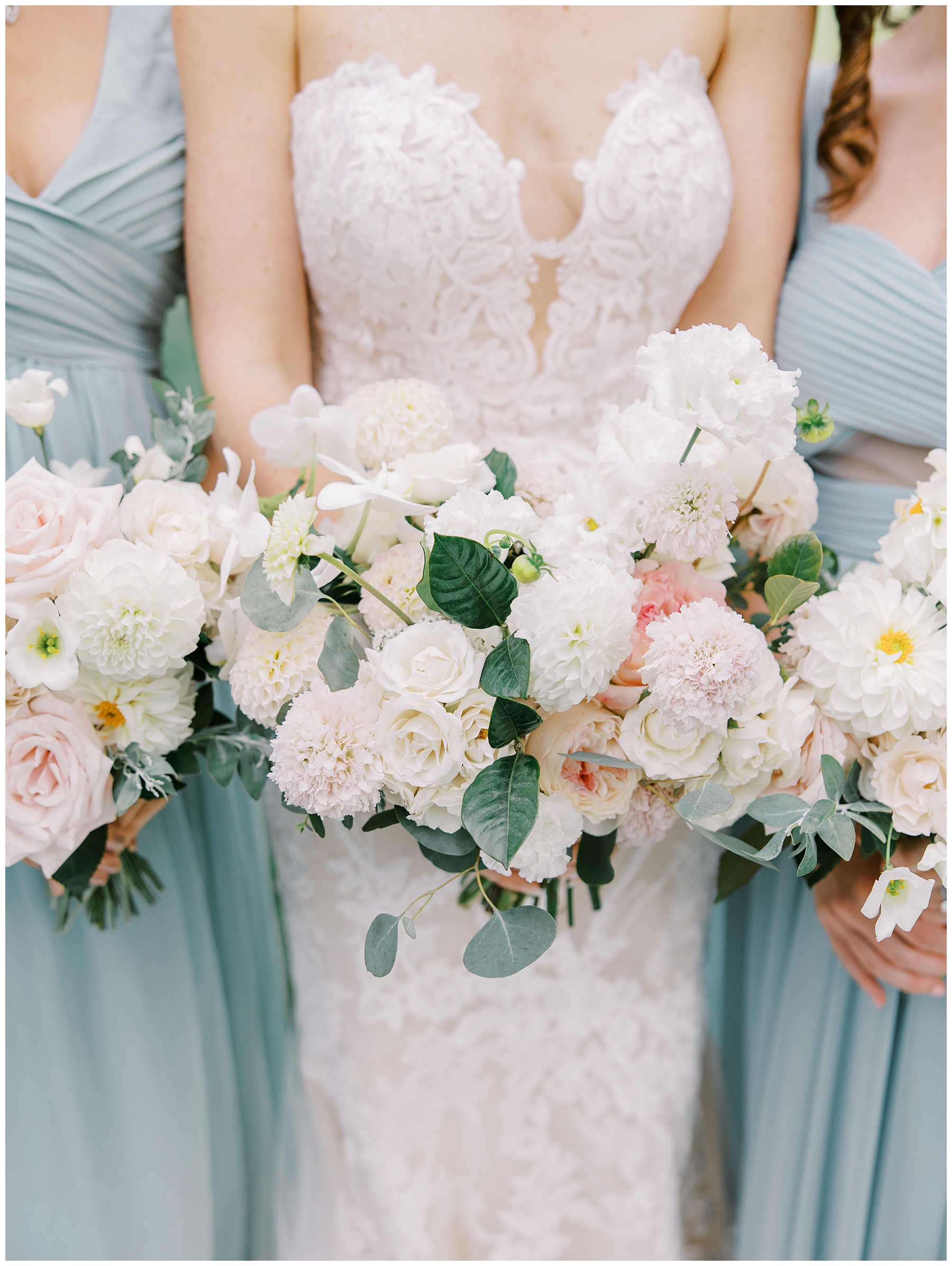 elegant wedding bouquets from romantic floral centered wedding at The Country Club in Brookline, MA