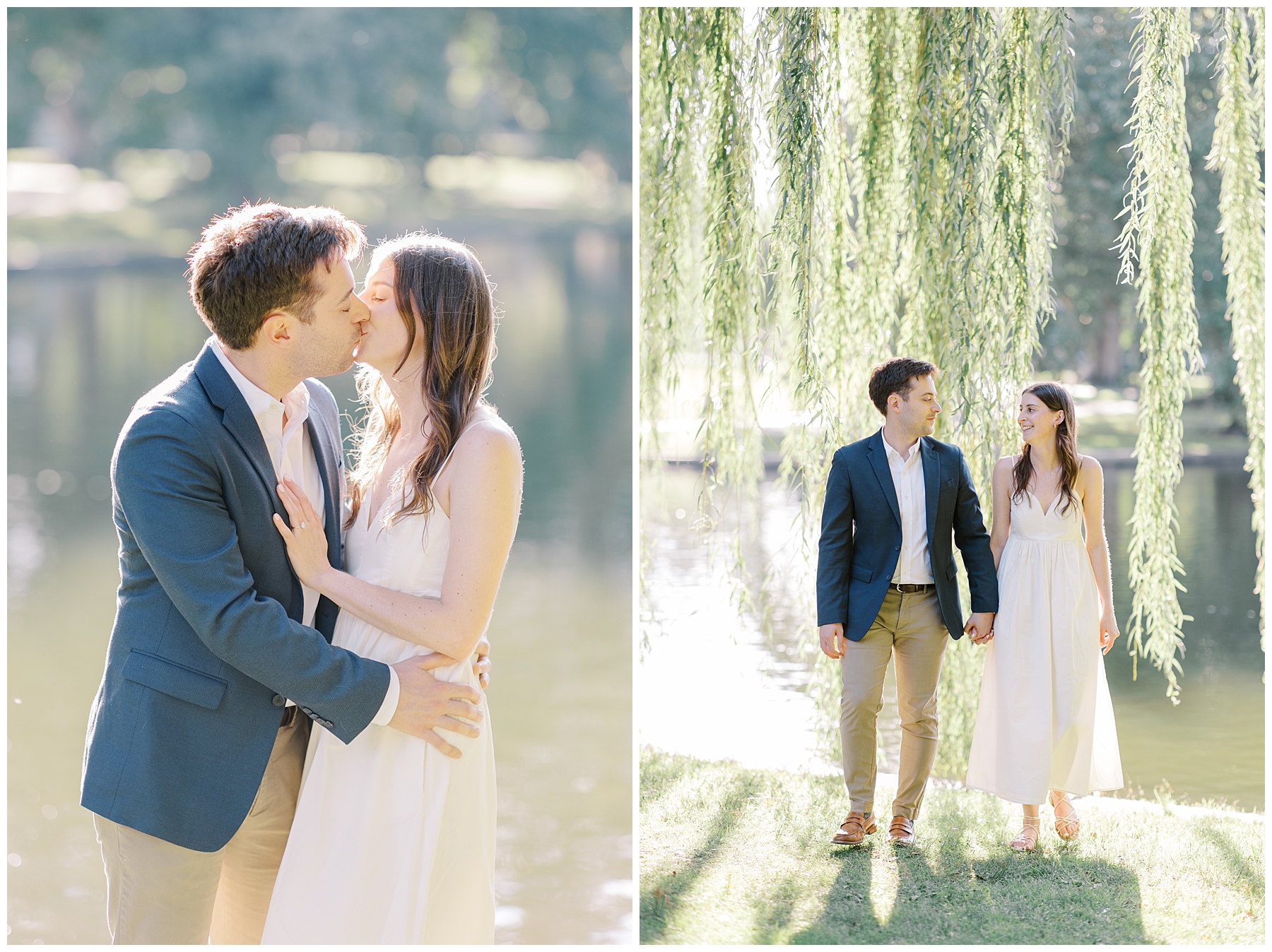 engagement portraits under weeping willow 