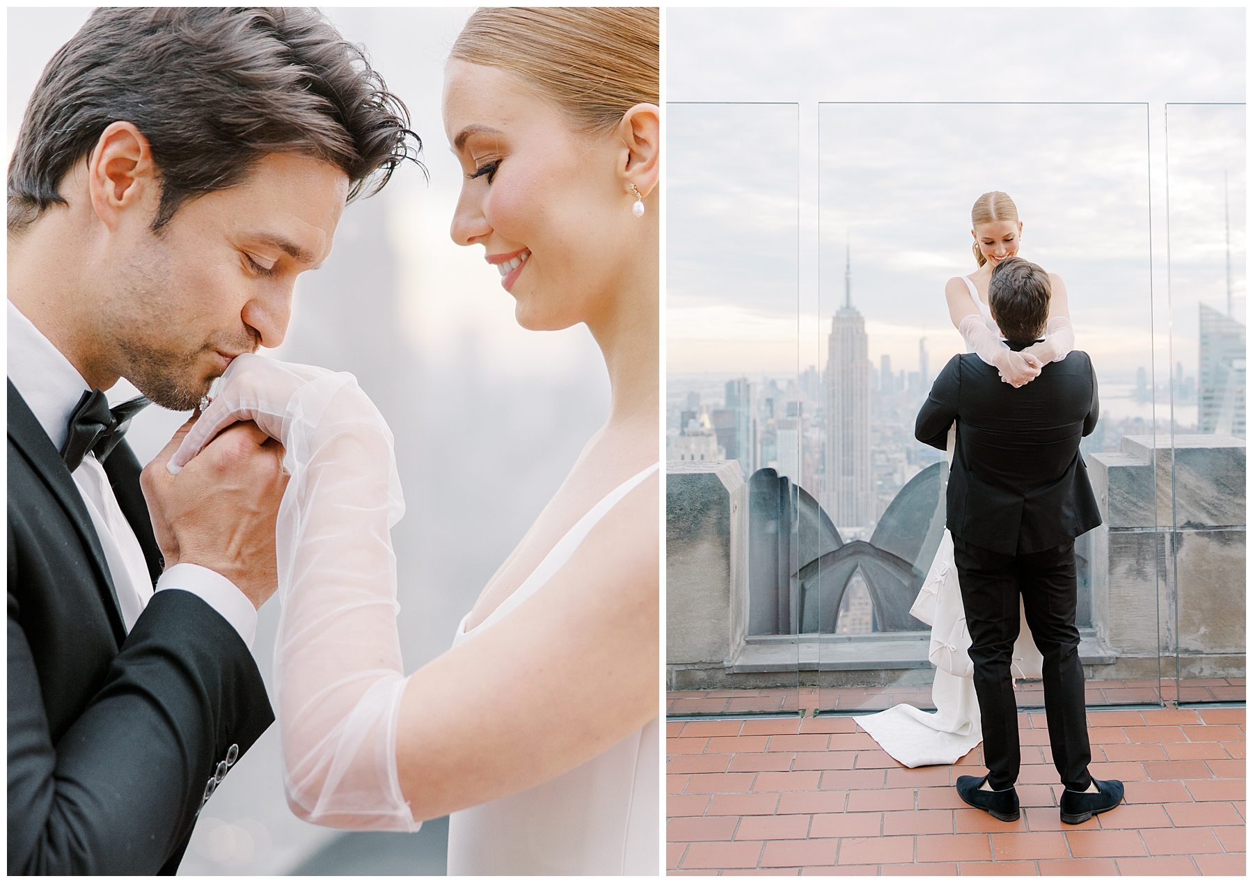 bride and groom portraits at Top of the Rock in NYC