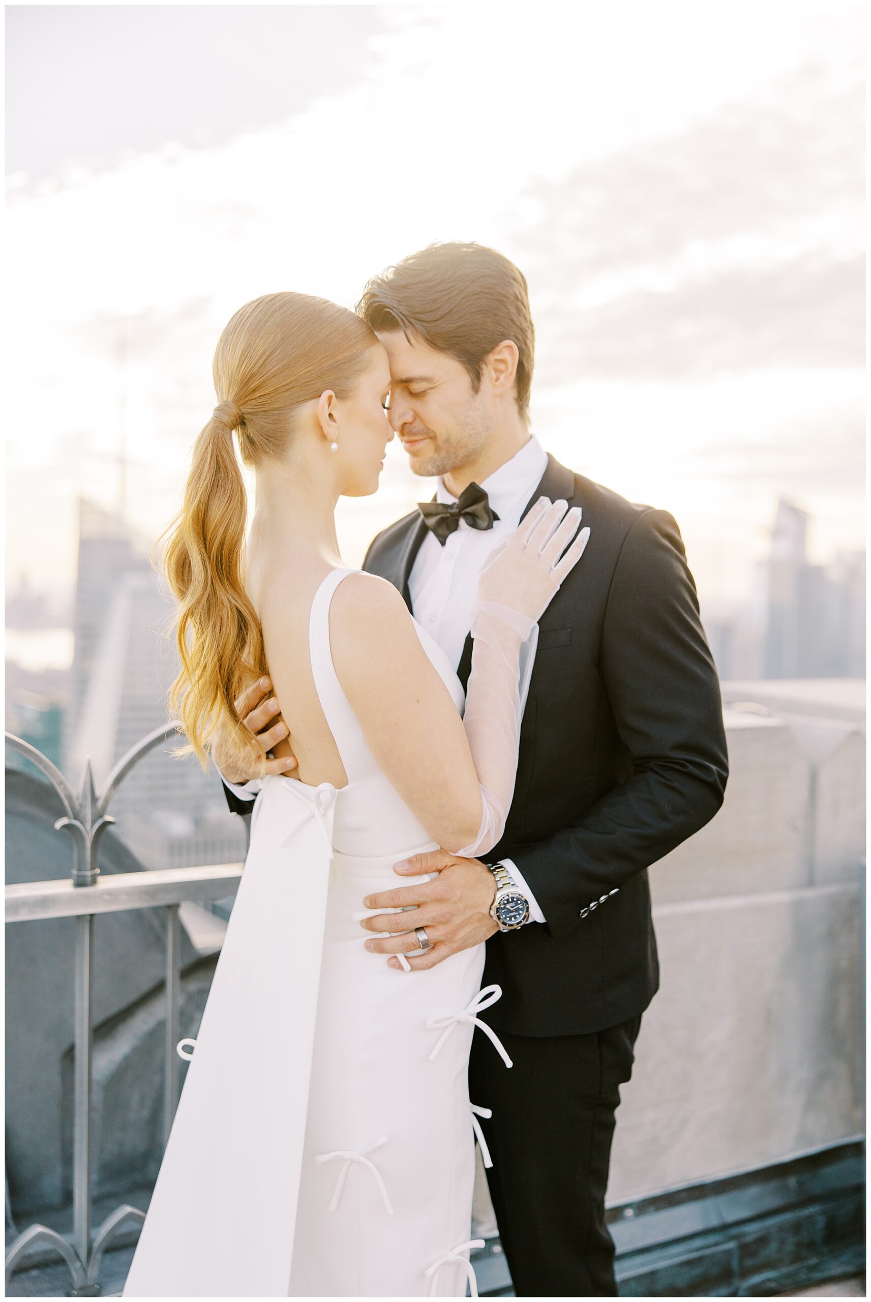 romantic wedding portaits from Top of the Rock in NYC
