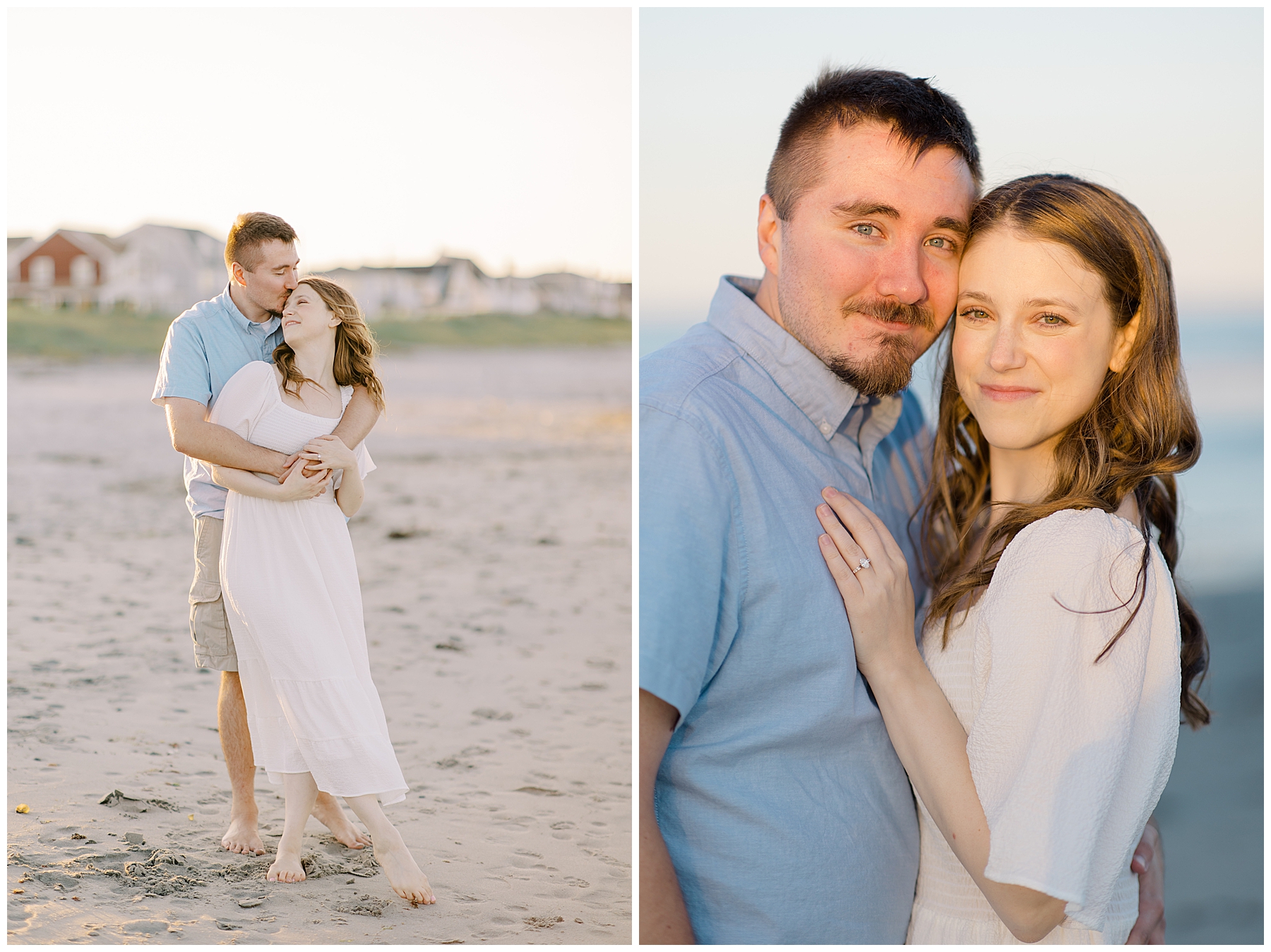 engagement photos at Nantasket Beach during Sunset 