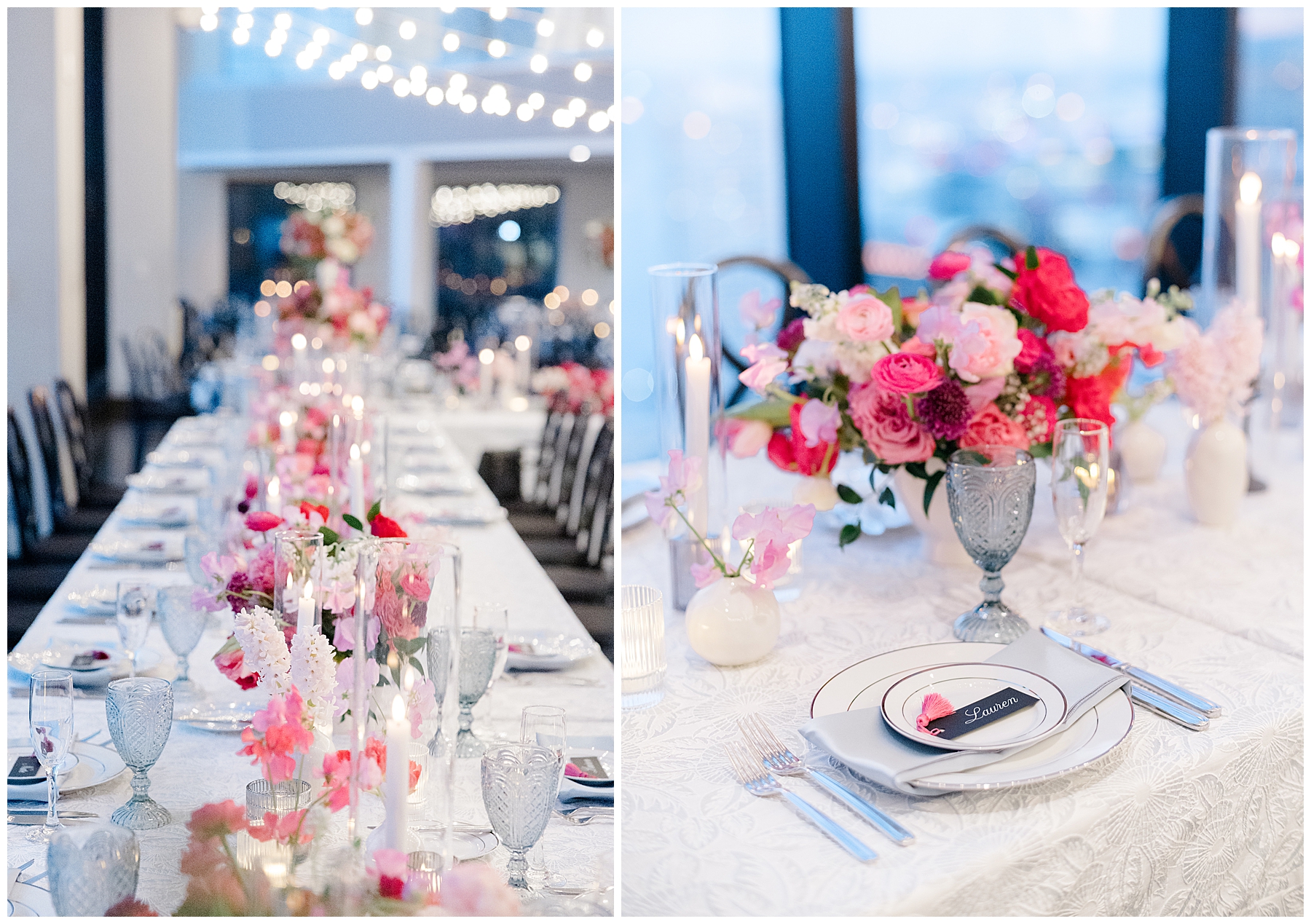 classic and elegant wedding reception details at The State Room