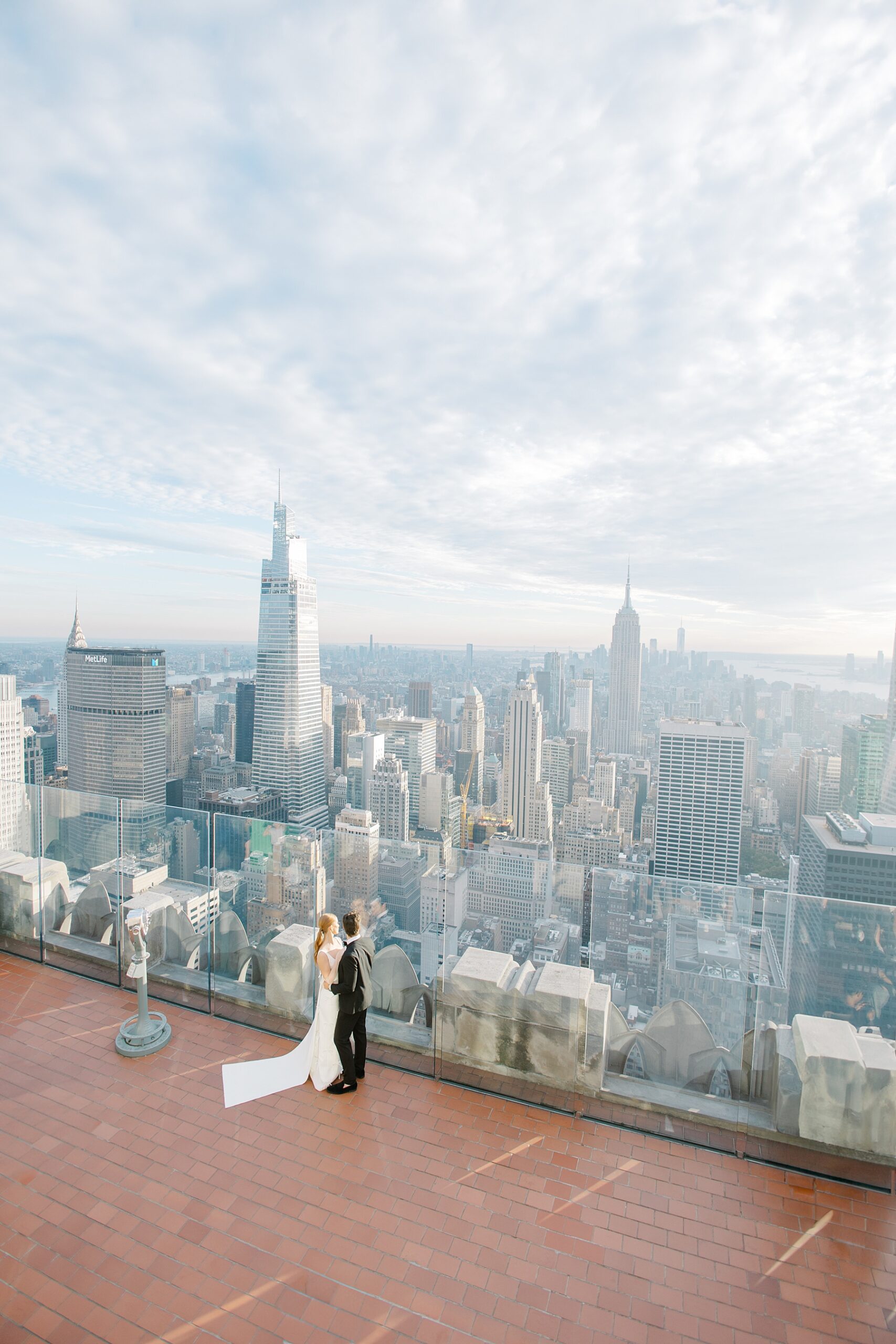 wedding portraits with New York Skyline in the background 