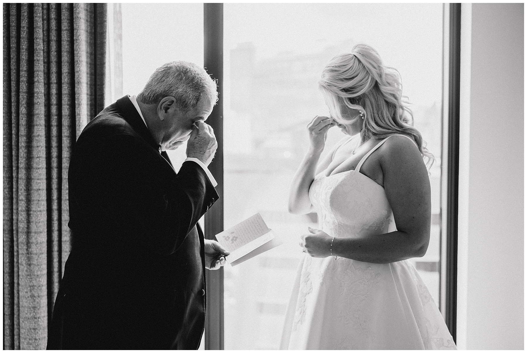 candid moment between bride and her father