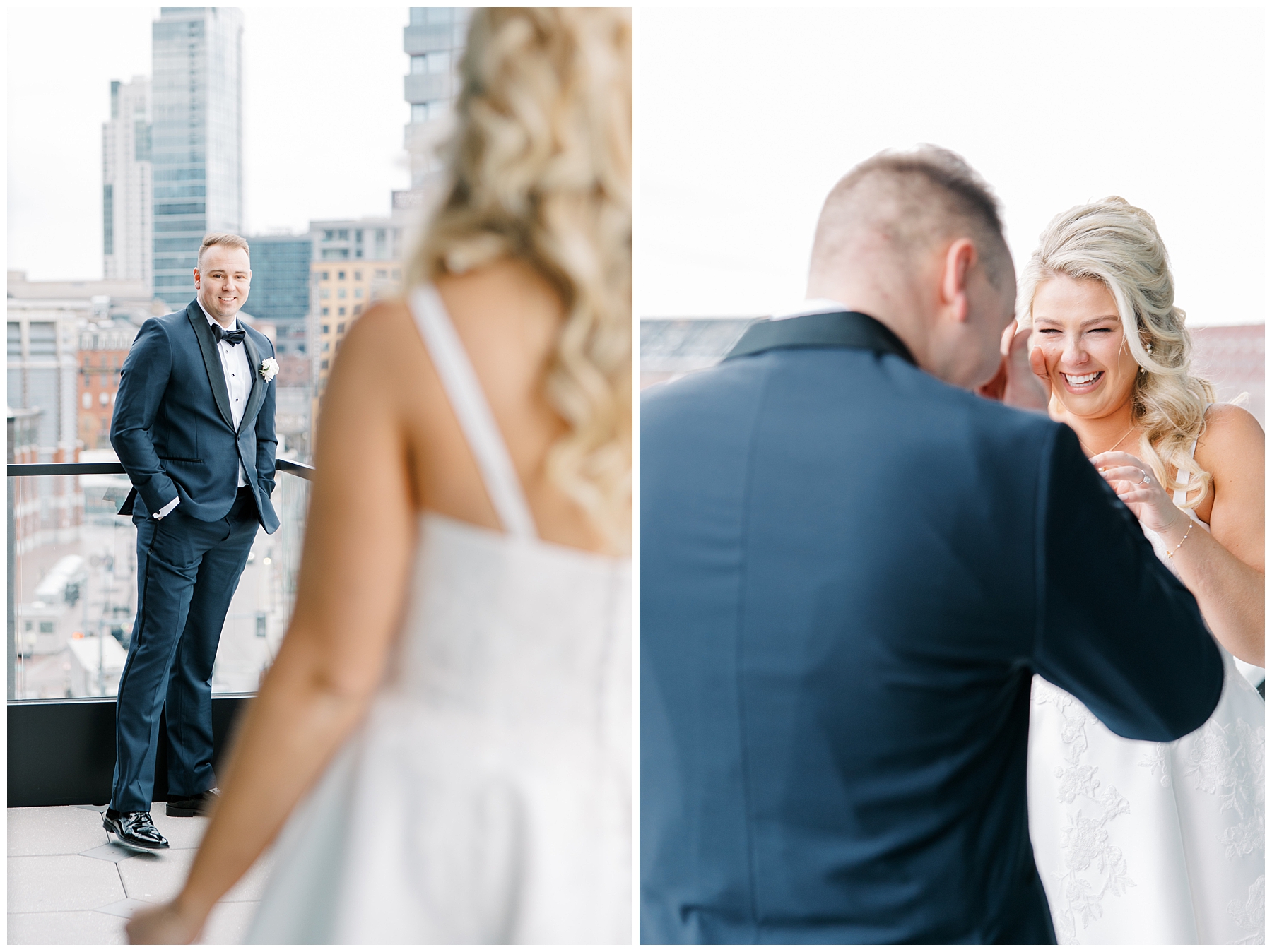 Boston first look between bride and groom 