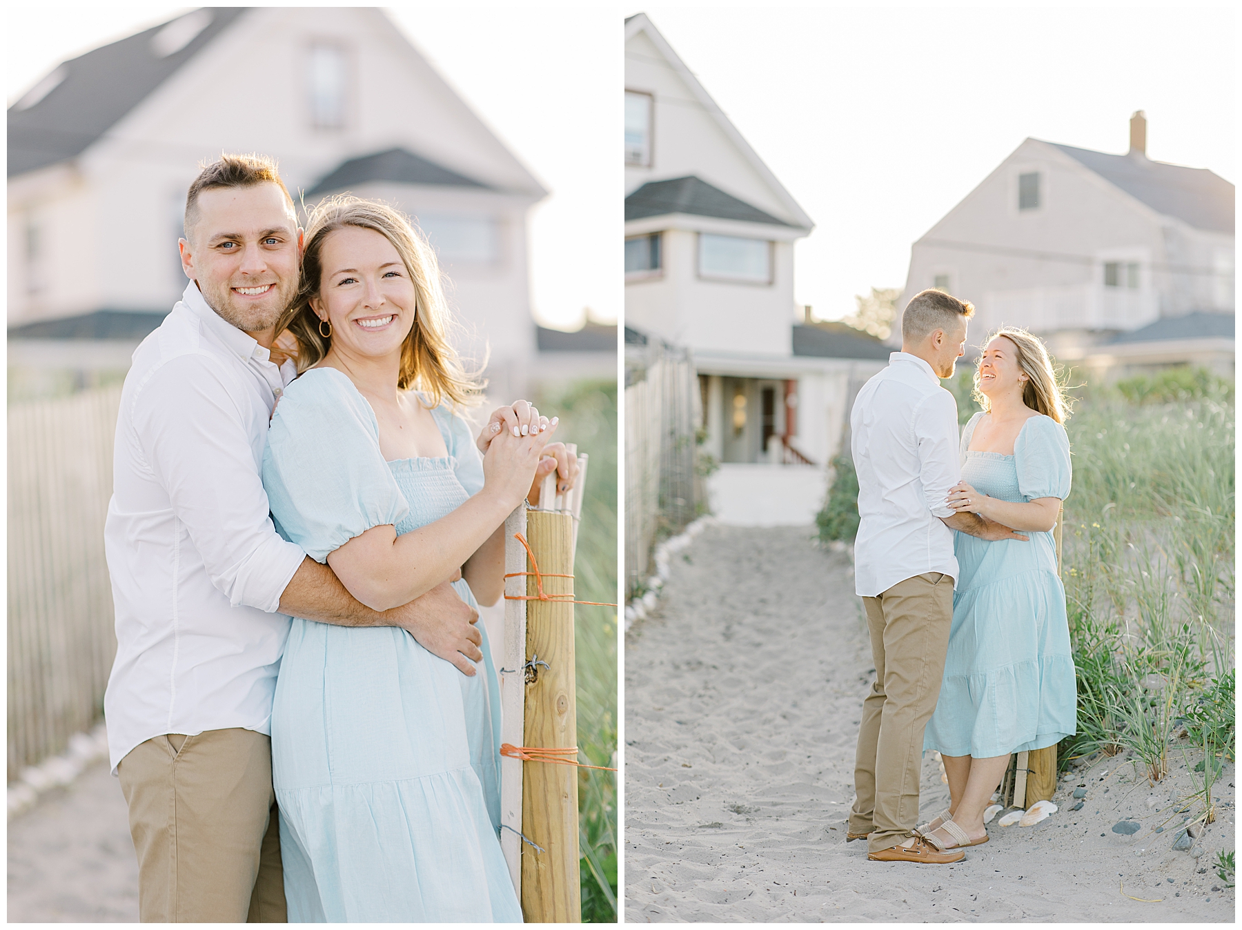 engagement photos by beach house 