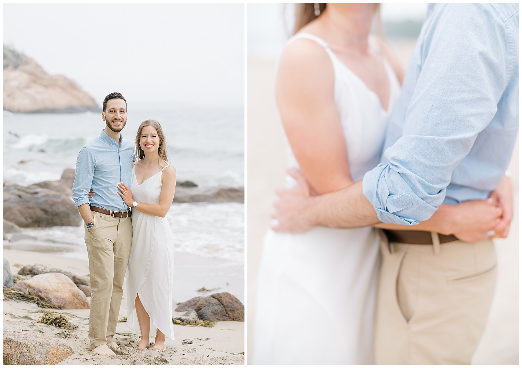 light and airy engagement photos at North Shore Beach in Boston