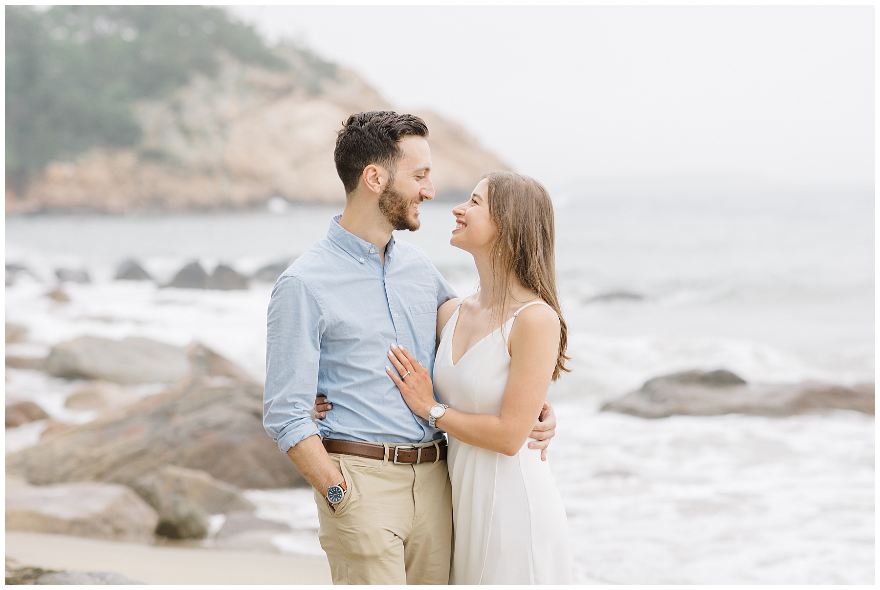 Boston engagement photographer, Stephanie Berenson captures happy couple at North Shore Beach