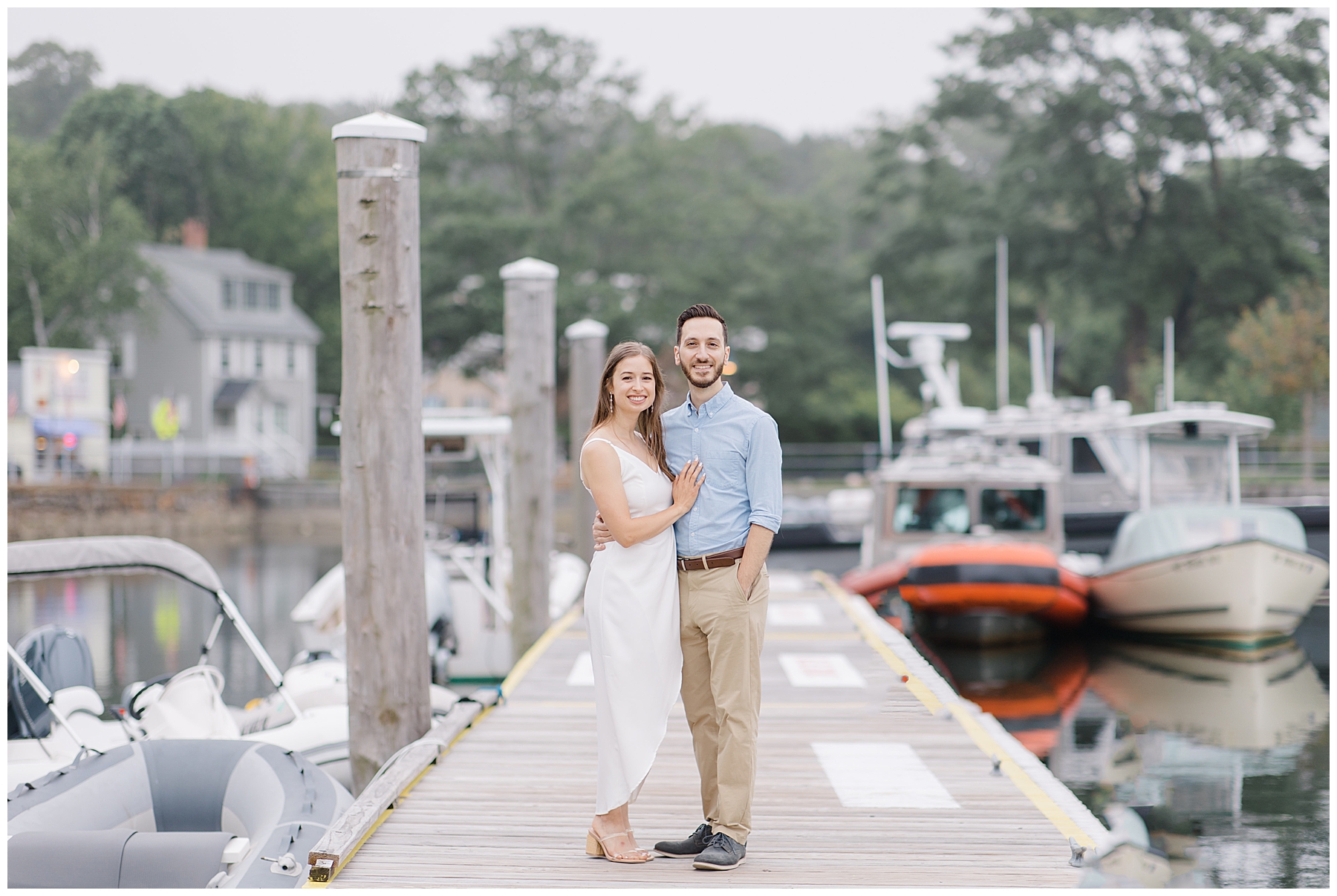 engagement photos on dock 