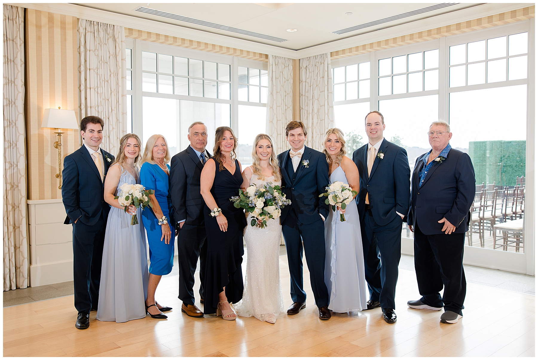 bride and groom with family 