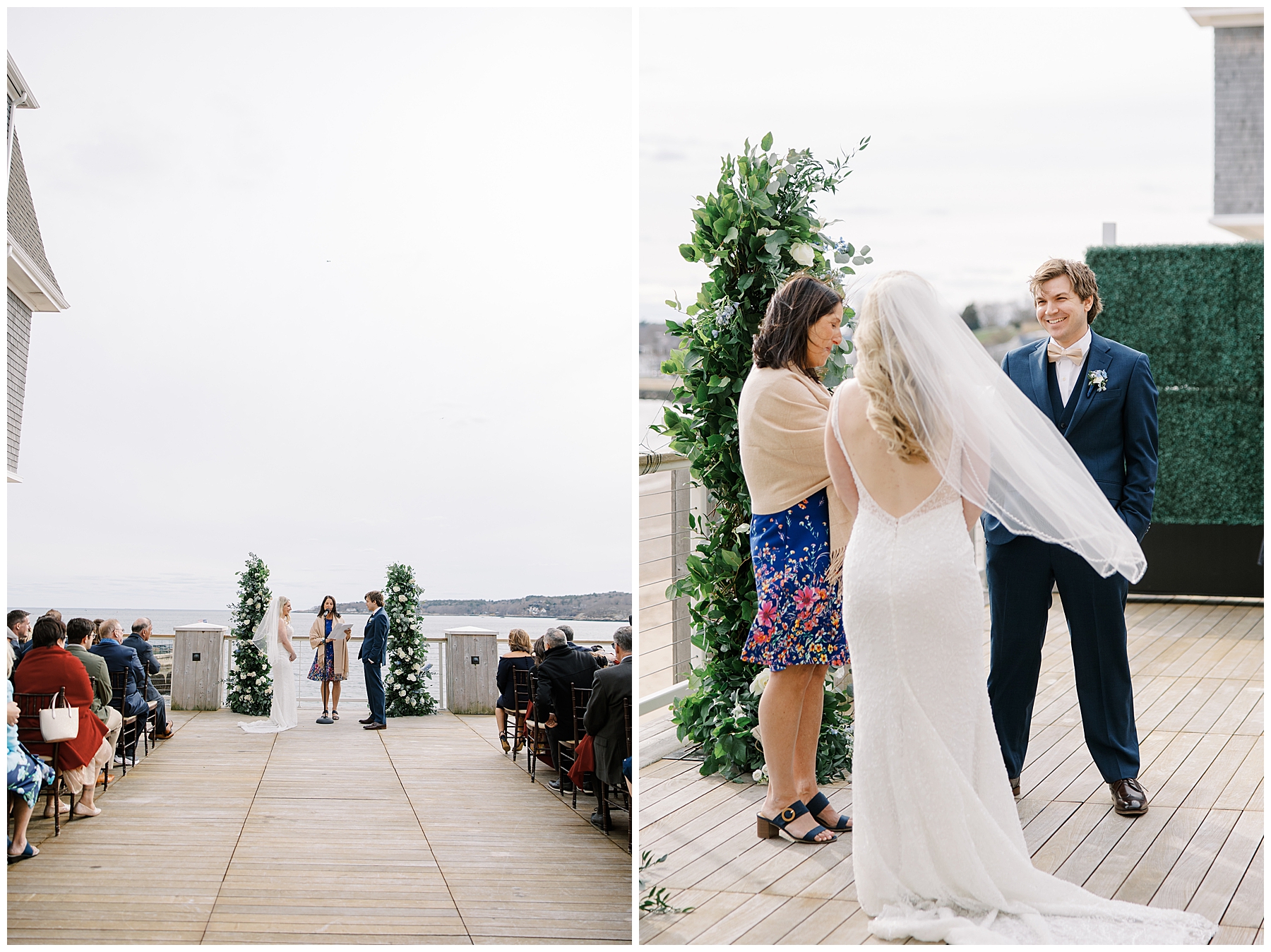 Oceanside Wedding ceremony at Beauport Hotel in Gloucester, MA