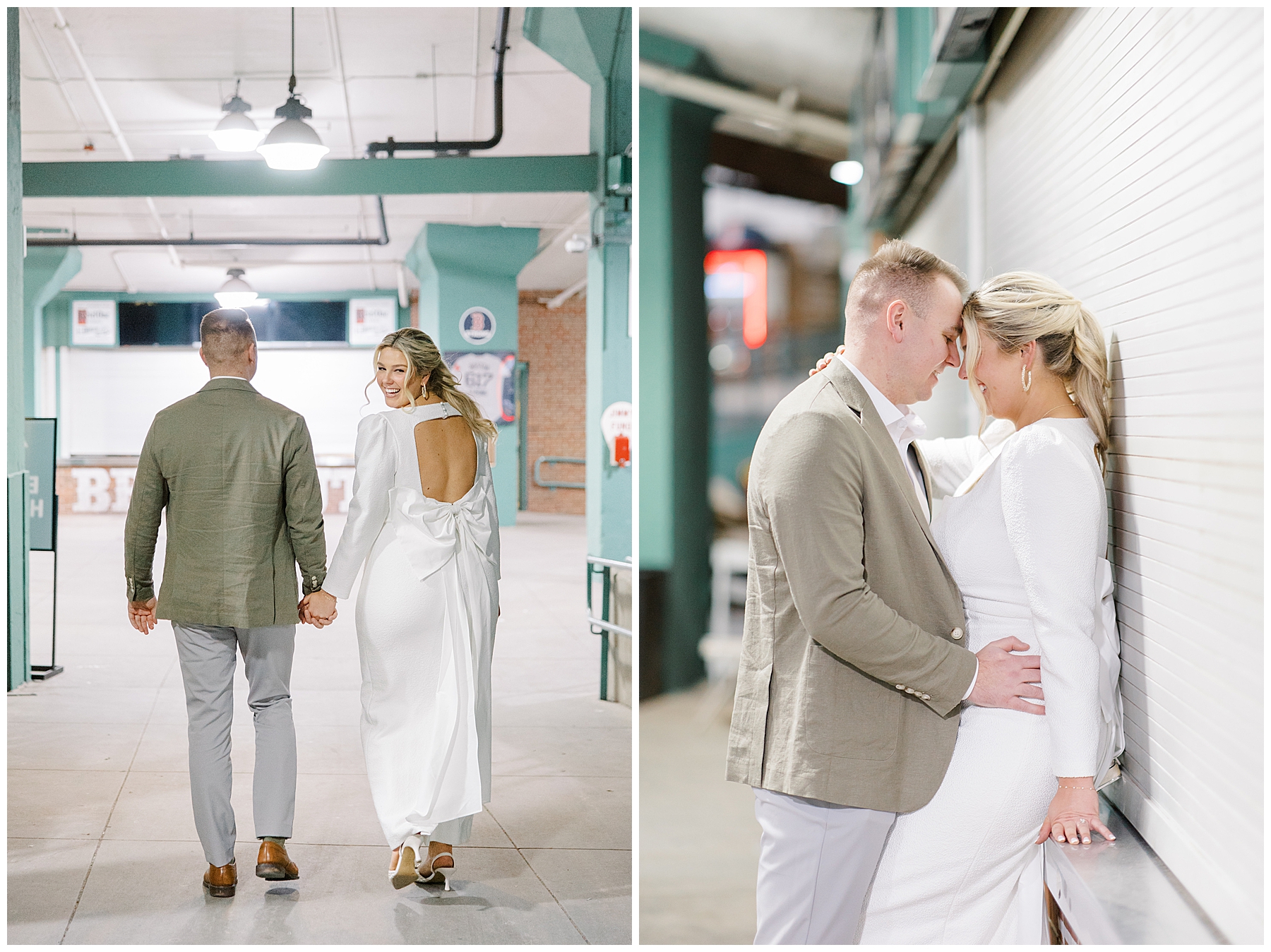 couple walk through the Boston Red Sox stadium