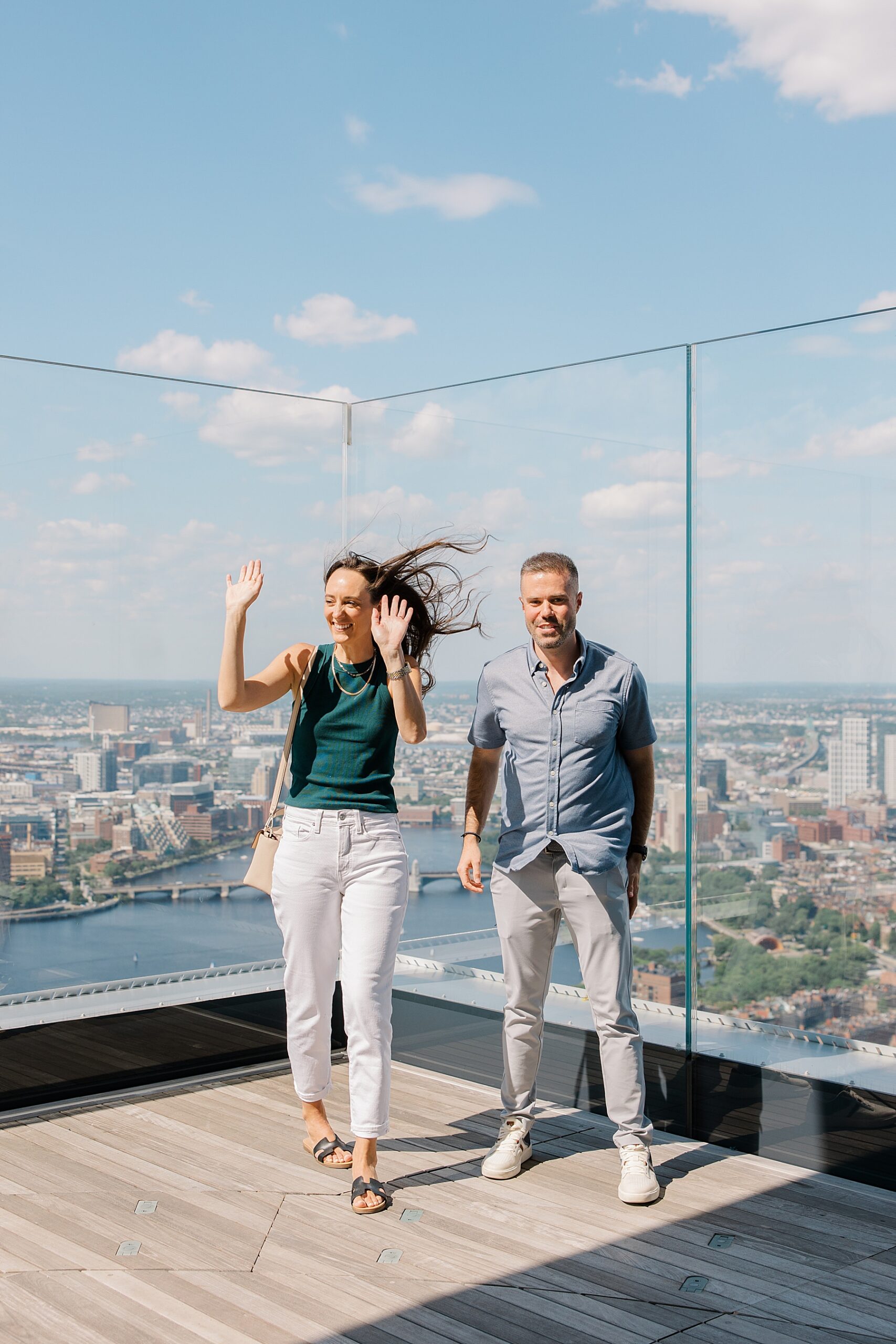 couple celebrates after surprise proposal in Boston