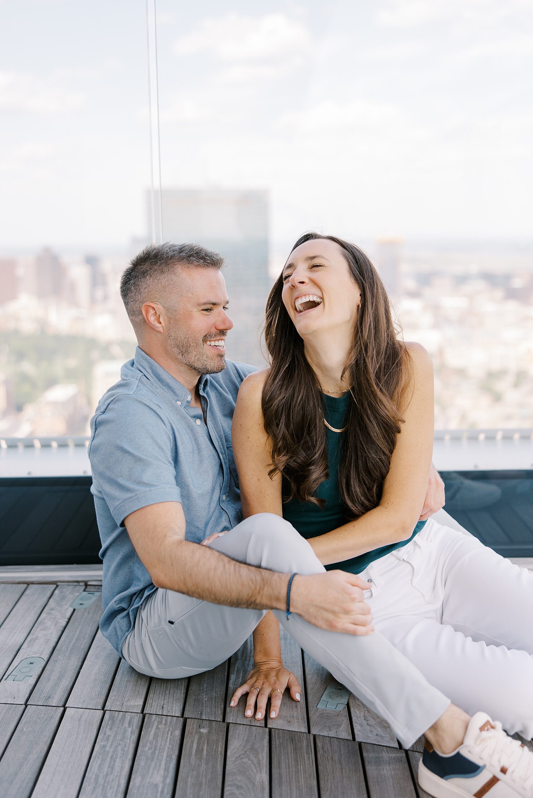 candid portraits of newly engaged coupple