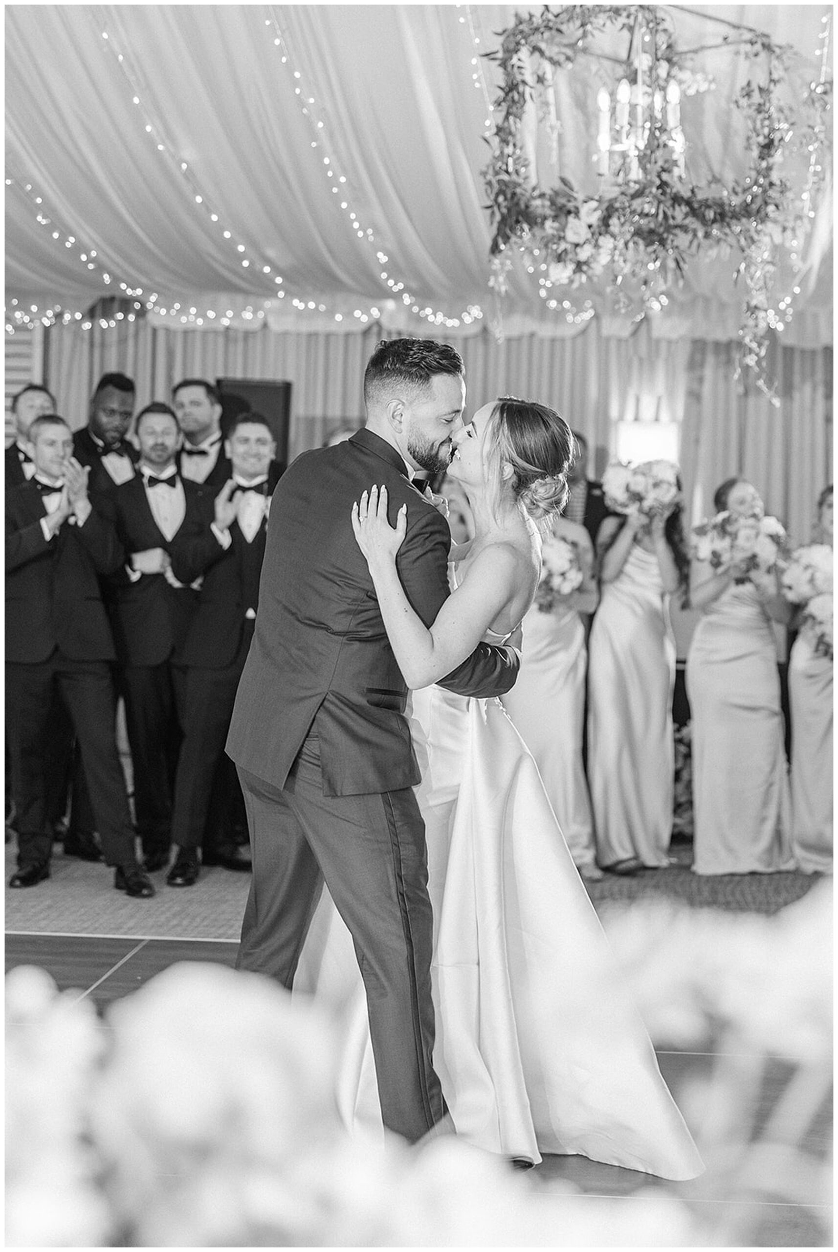 candid portraits of newlyweds dancing