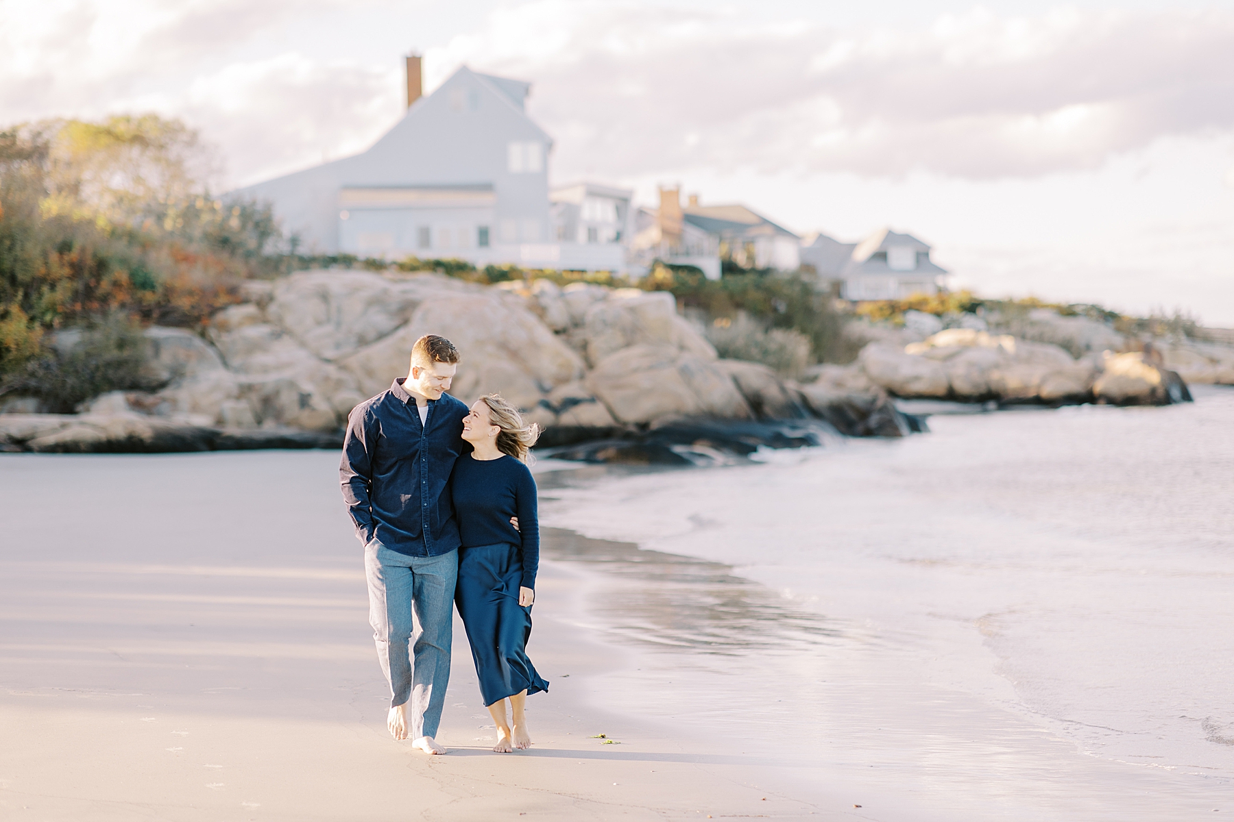 romantic beach engagement in Gloucester, MA