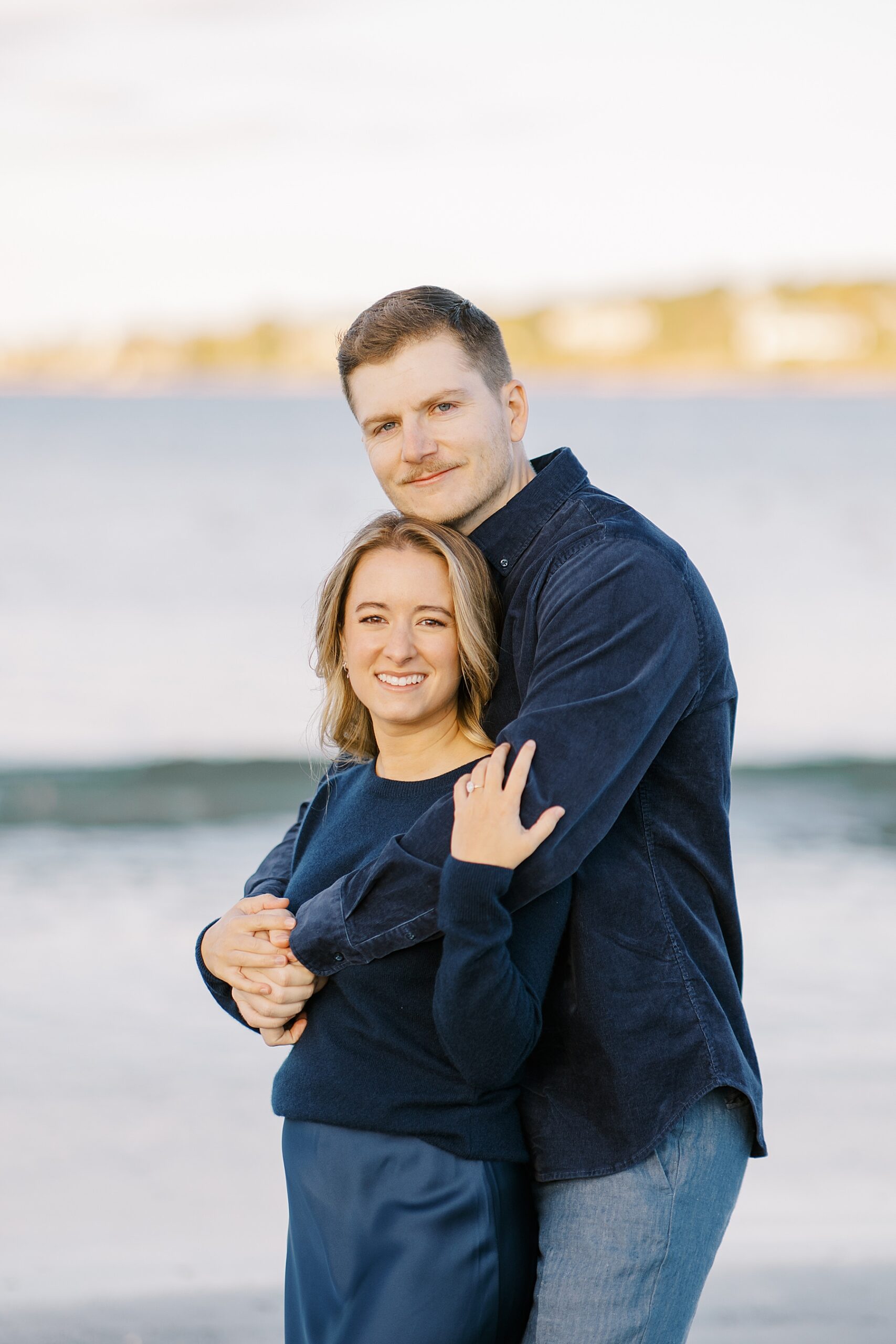 sunset beach engagement in Gloucester, MA at Wingaersheek Beach