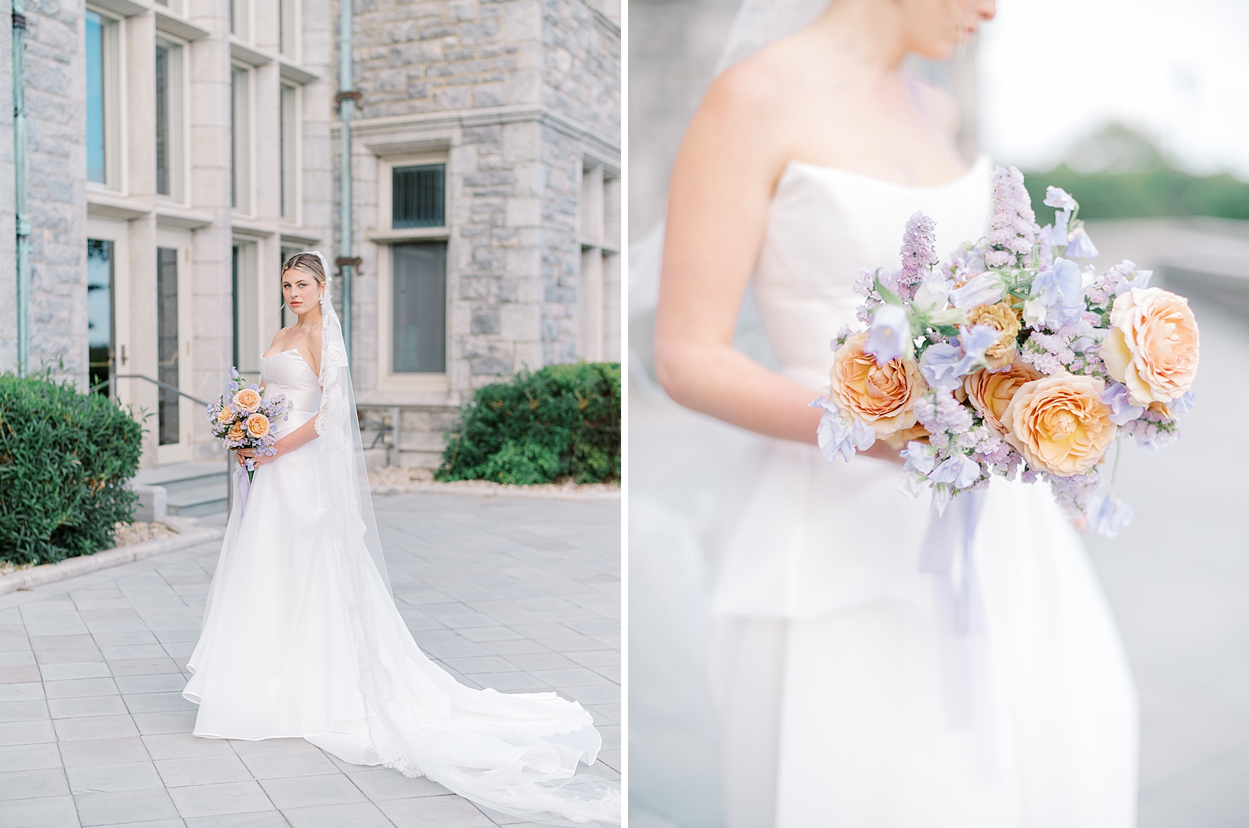 Bridal portraits and soft floral bridal bouquet