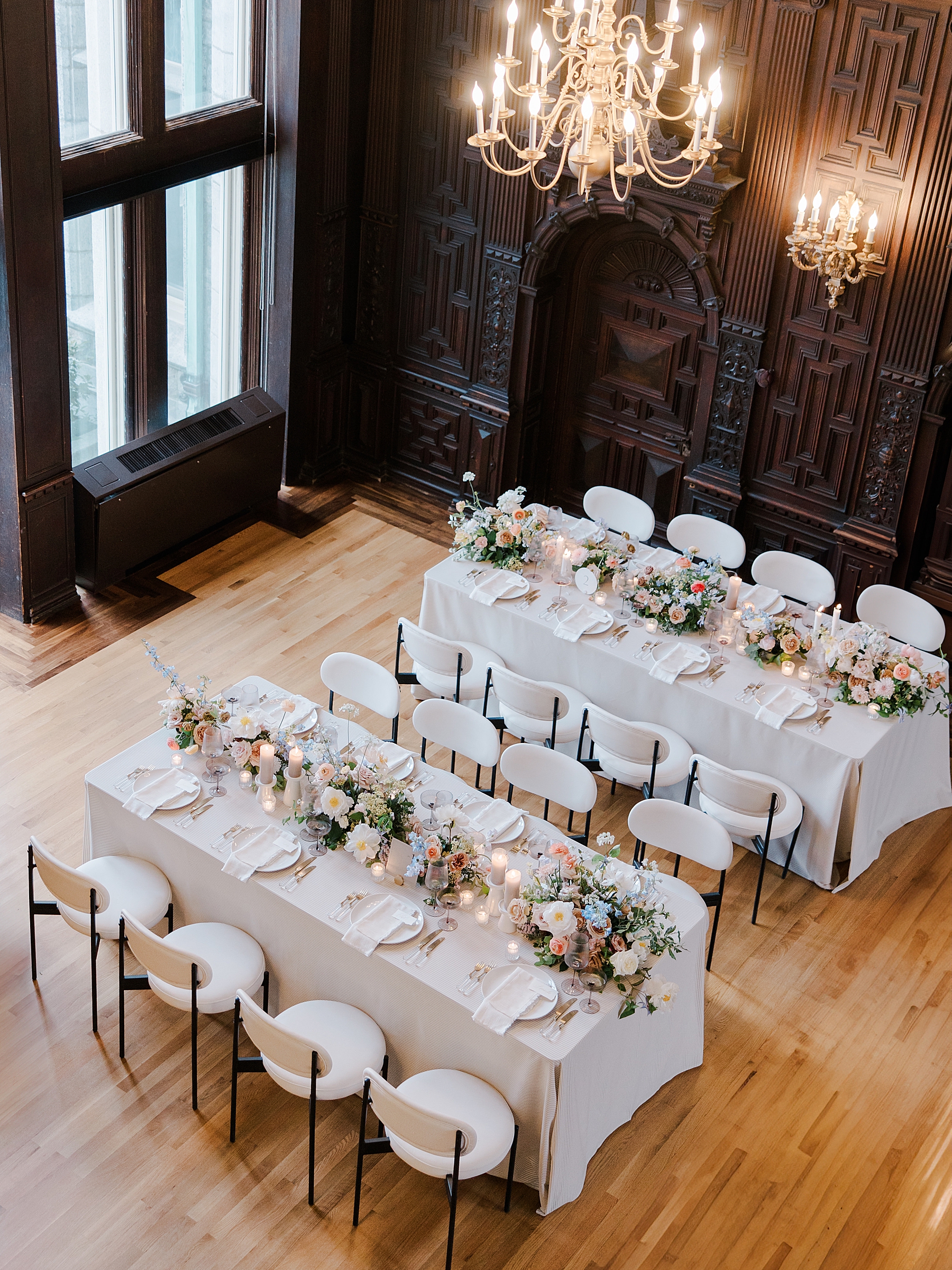 aerial view of wedding reception 