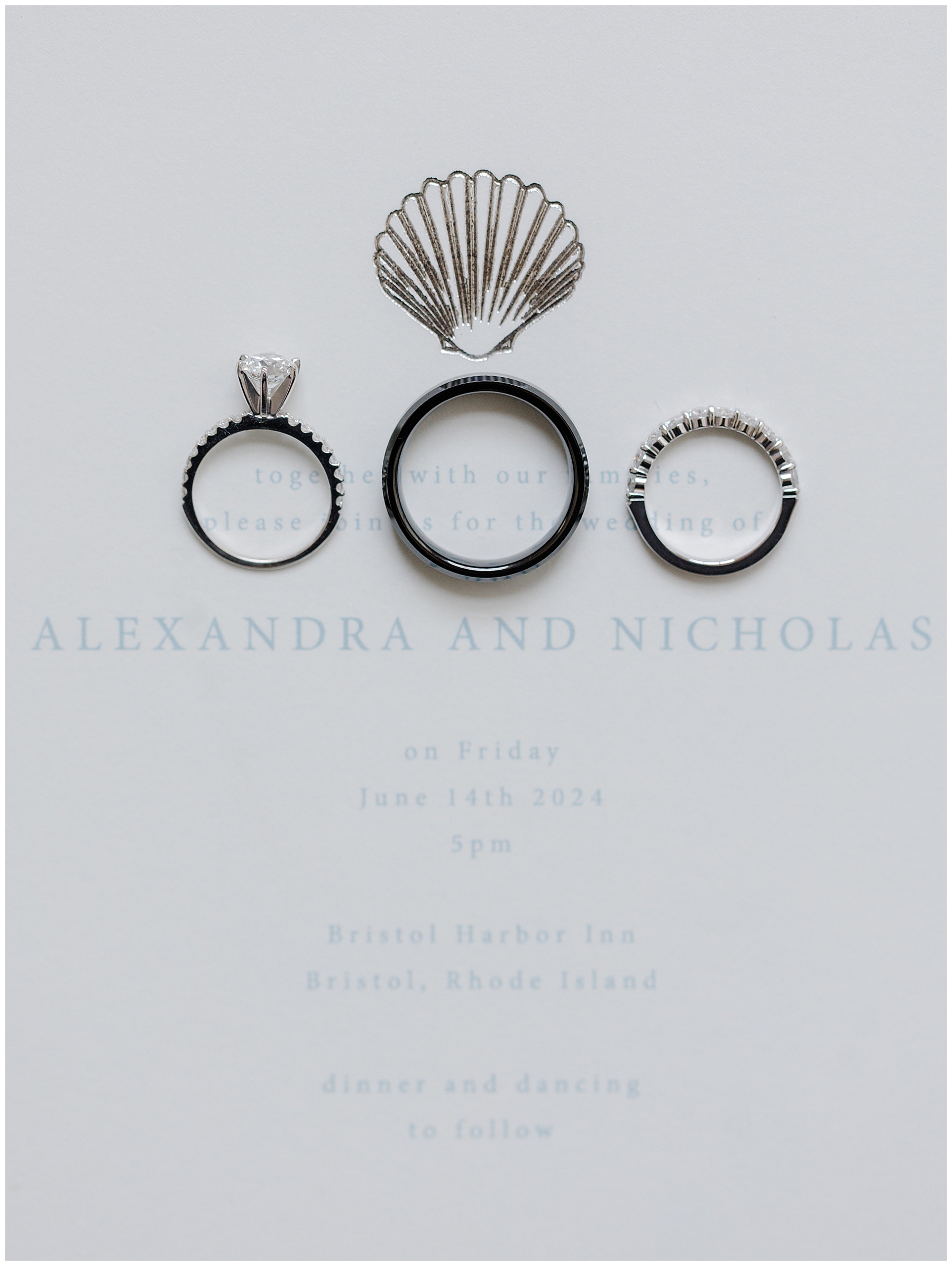 wedding rings on invitations