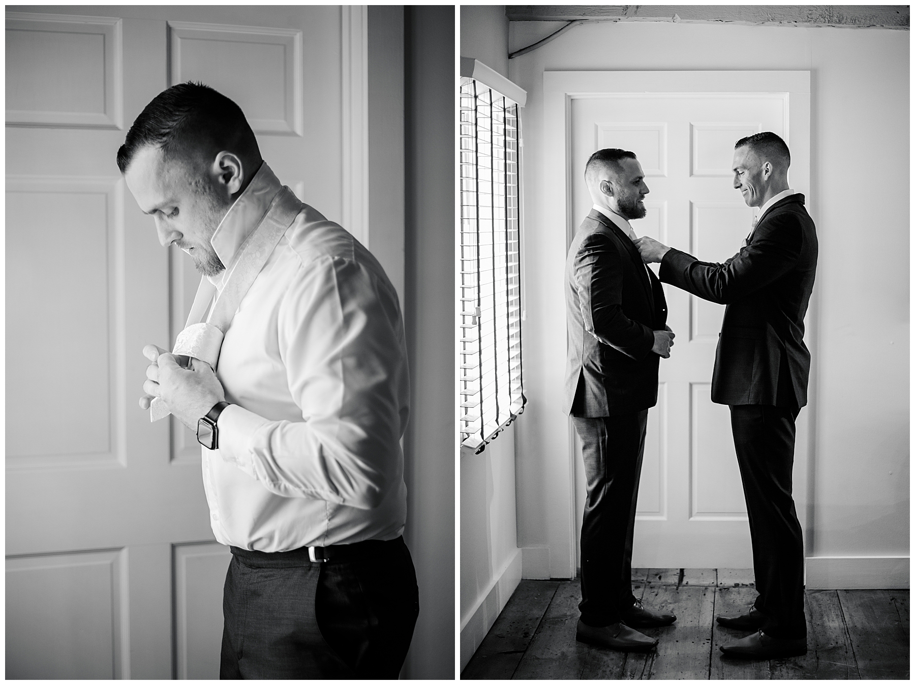 groom getting ready for wedding